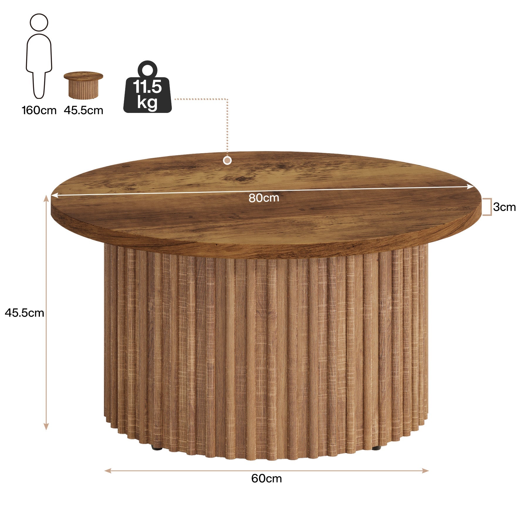 Runder Couchtisch mit Metallfuß