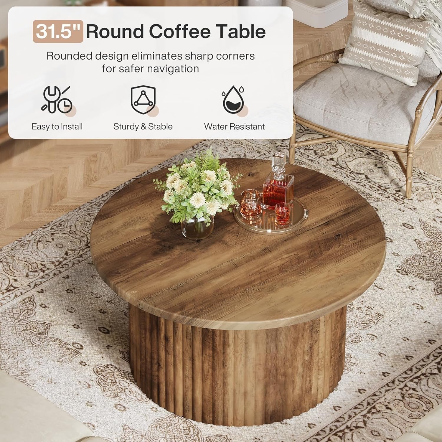 Runder Couchtisch mit Metallfuß