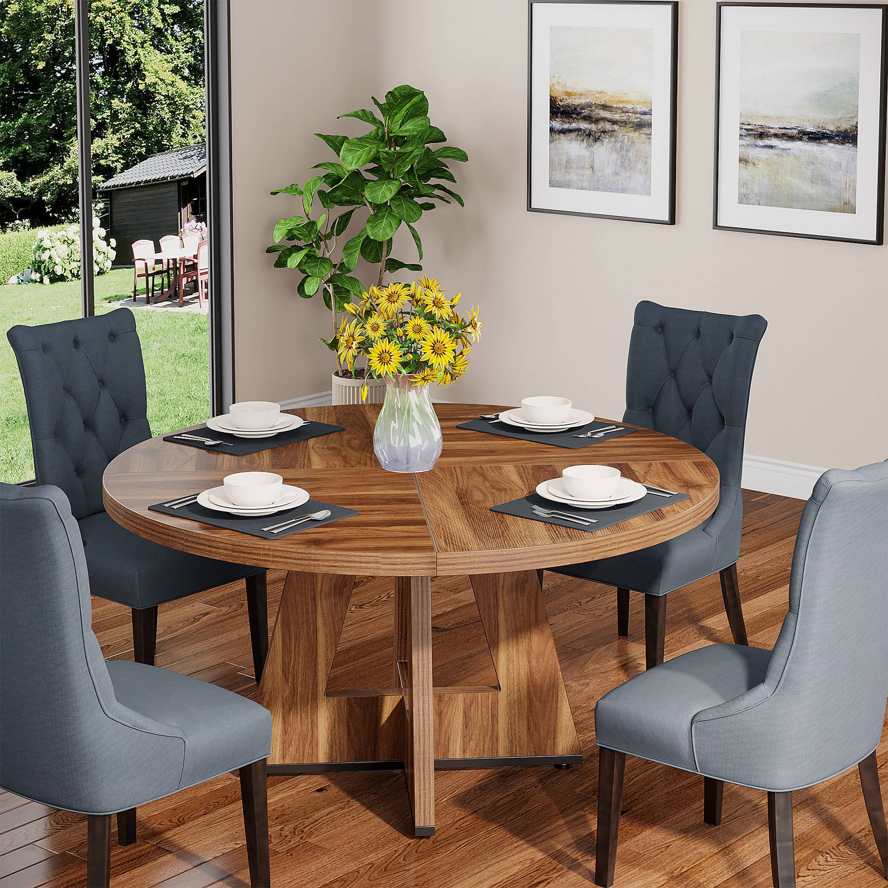 Runder Esstisch aus Holz für 4 Personen