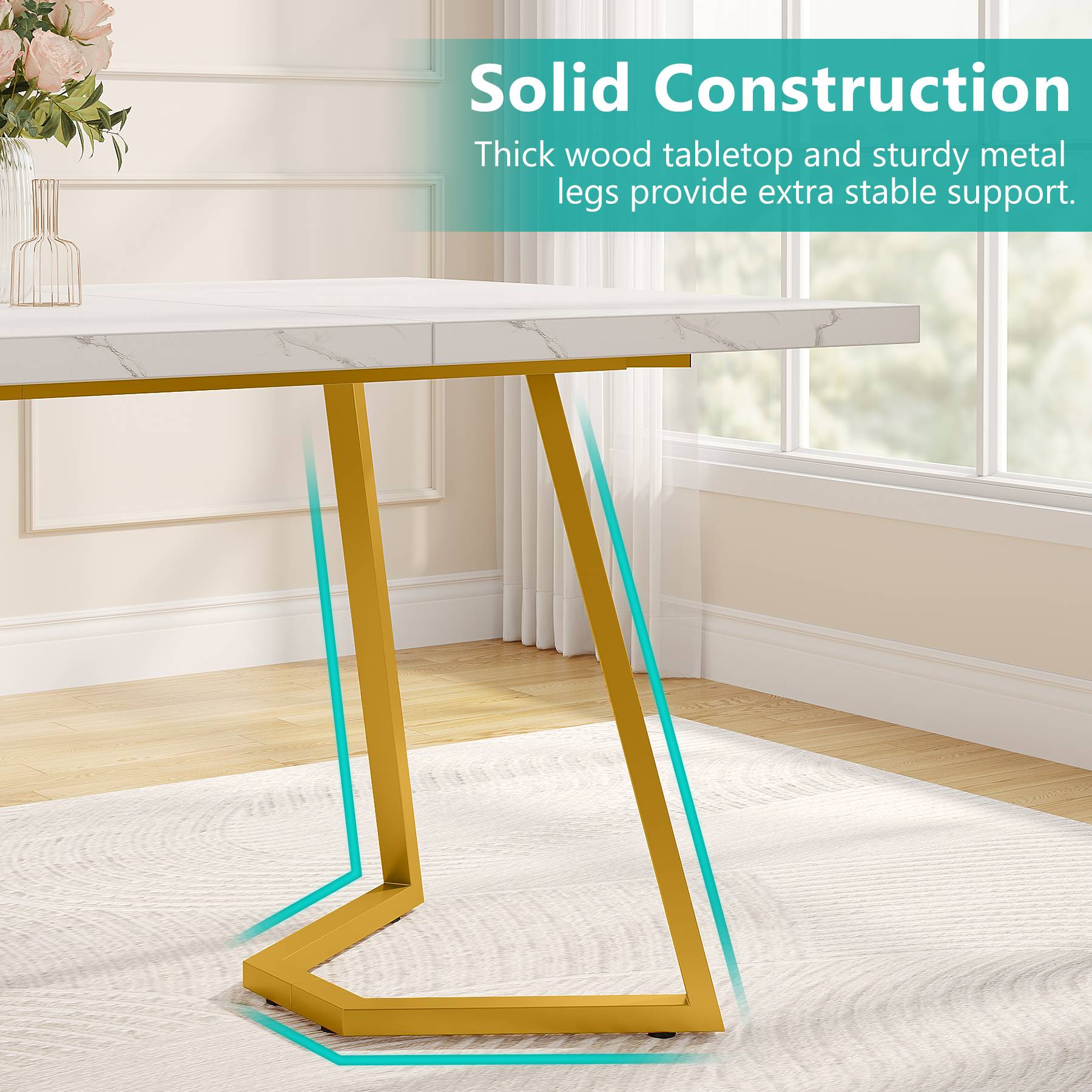 Modernes Schreibtisch 140 cm weiß/gold