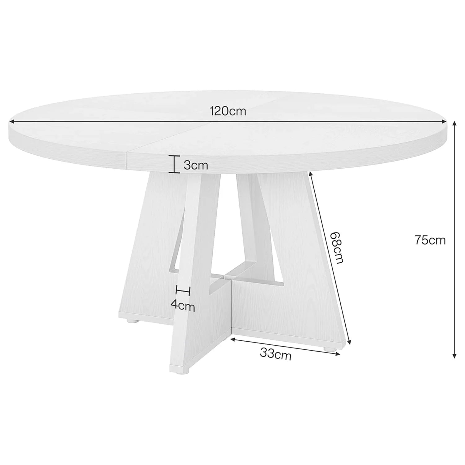 Runder Esstisch 120 cm im Farmhouse-Stil