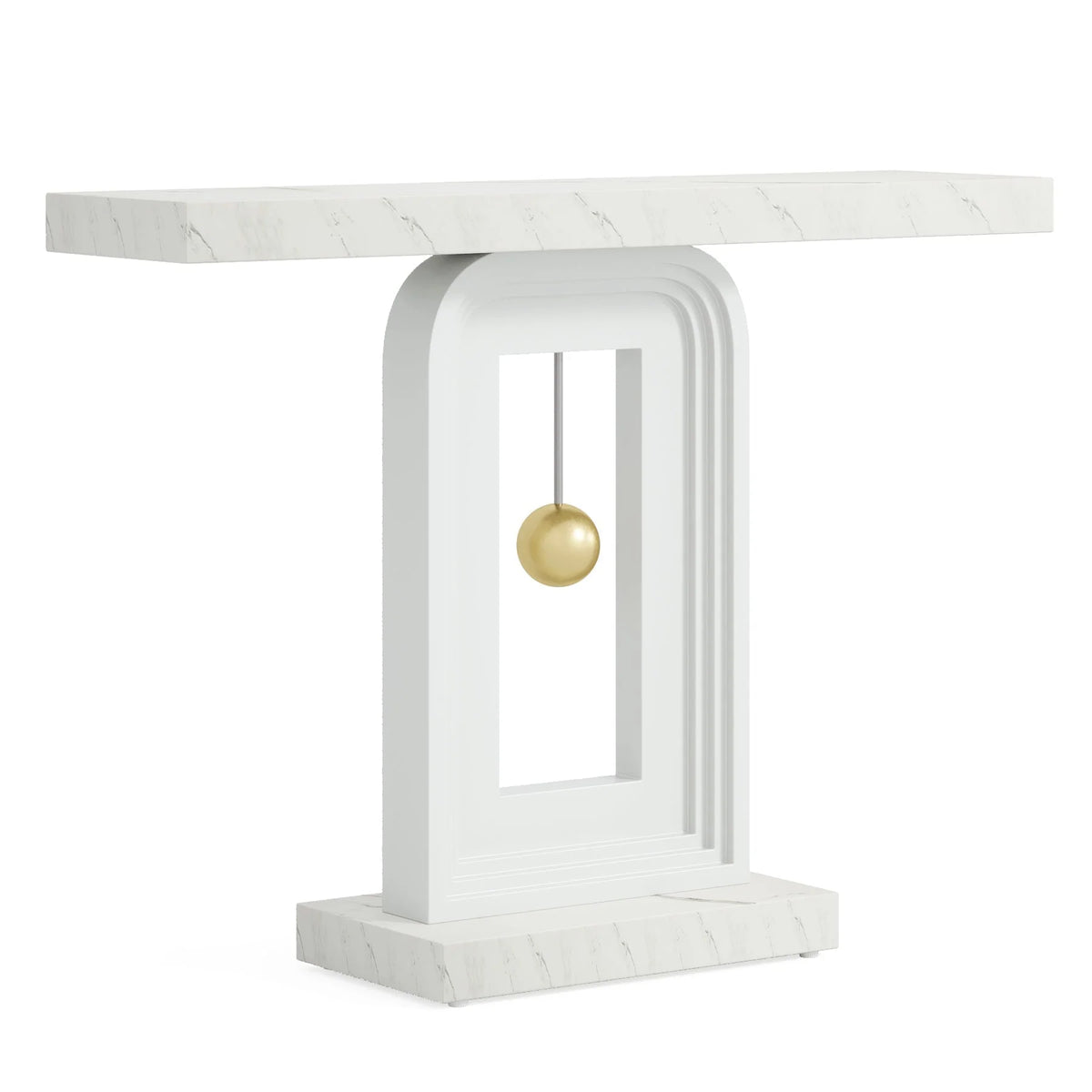 Konsolentisch 100 cm mit Marmorplatte und goldenem Gestell