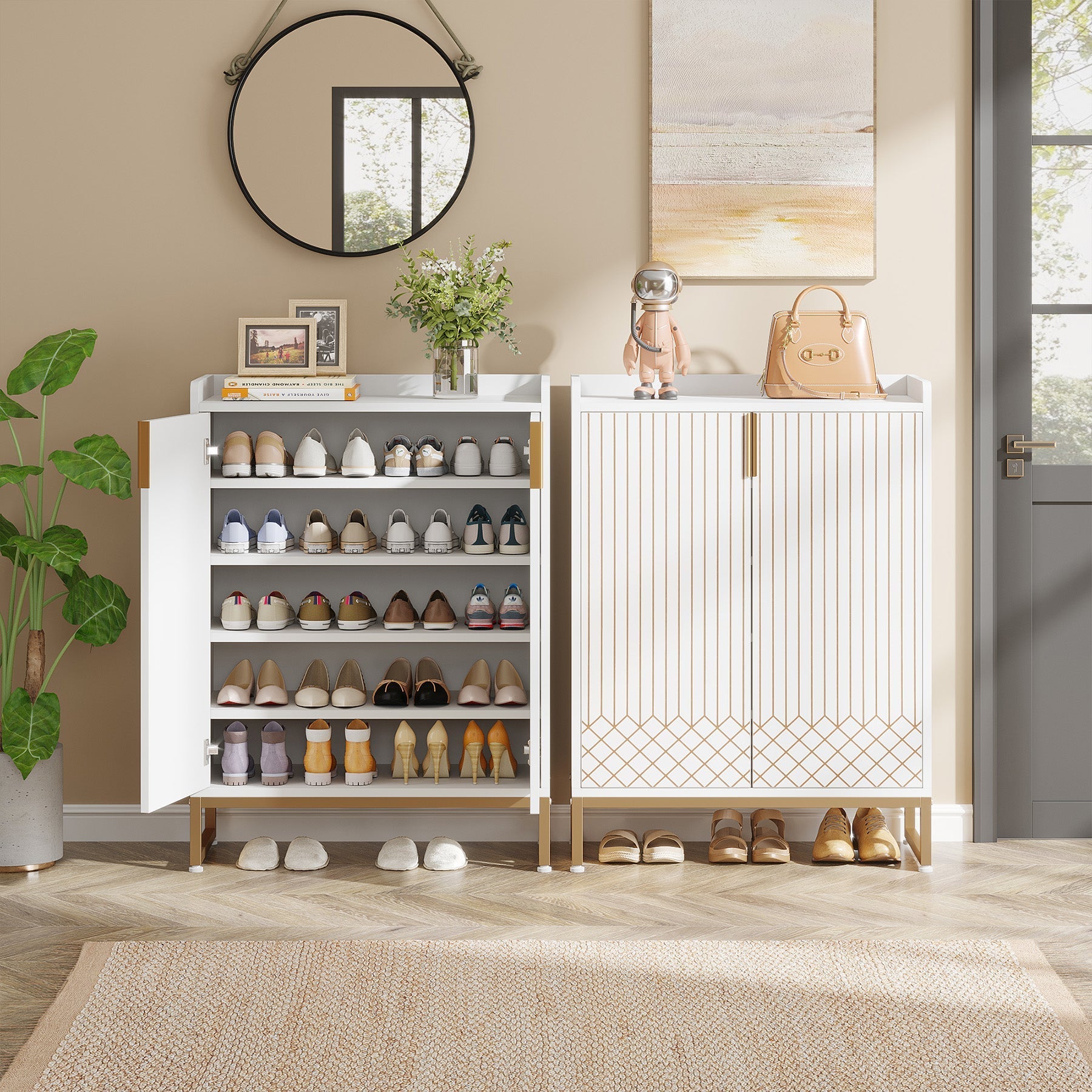 Modernes weißes Schuhregal mit 5 Ebenen