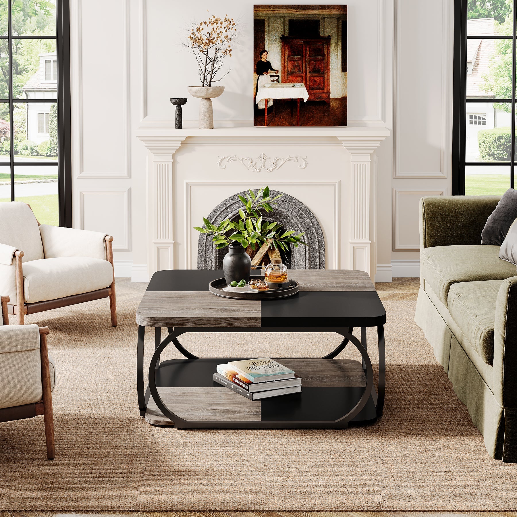 Quadratischer Couchtisch aus Holzwerkstoff, 2-stufig