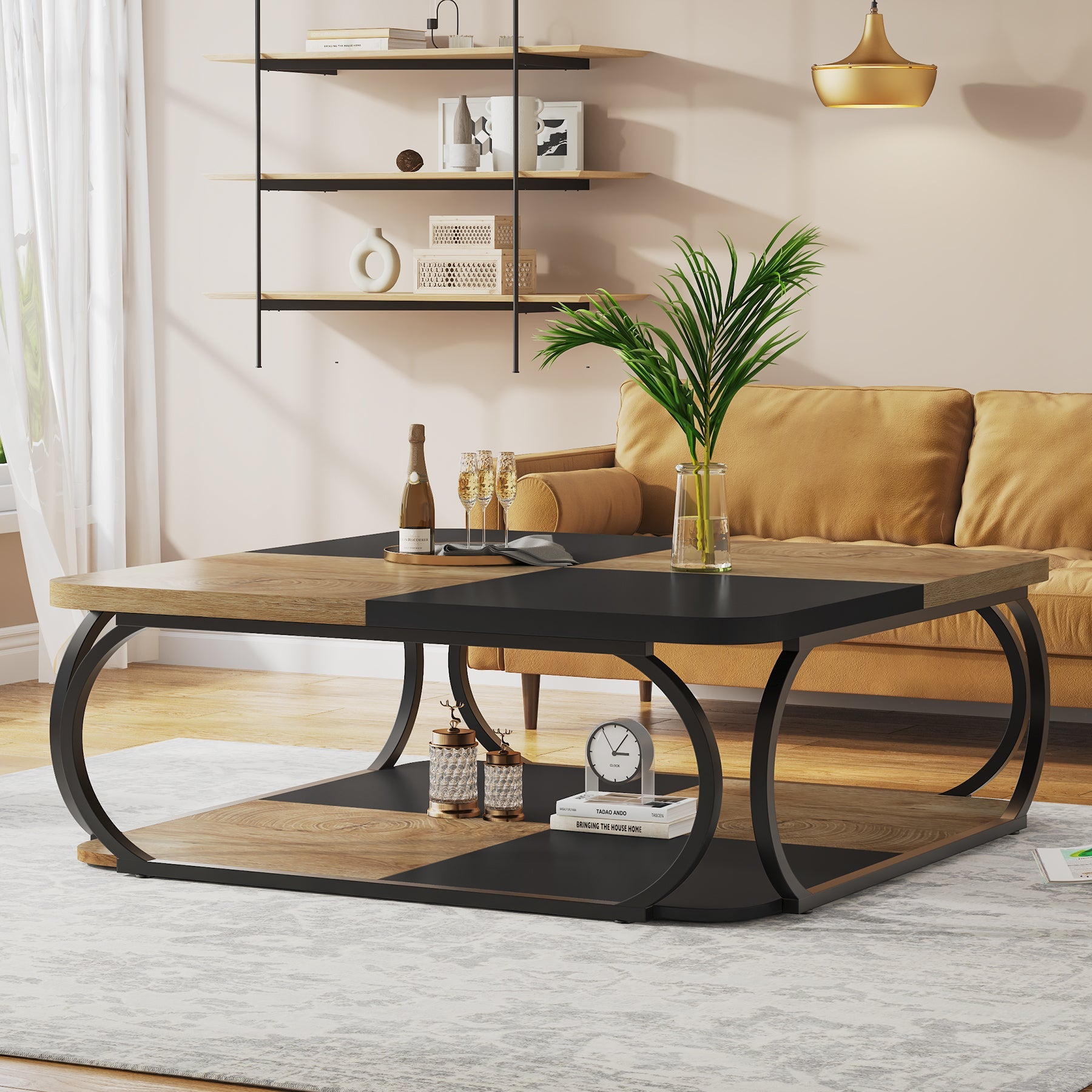 Quadratischer Couchtisch aus Holzwerkstoff, 2-stufig