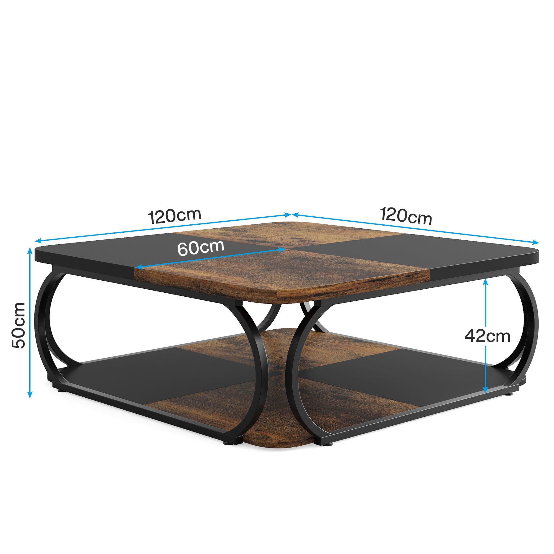 Quadratischer Couchtisch aus Holzwerkstoff, 2-stufig
