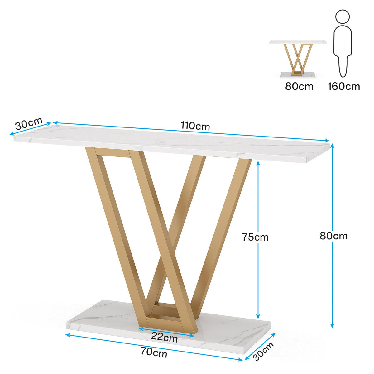 Industrieller Konsolentisch 110 cm mit stabilem Metallfuß