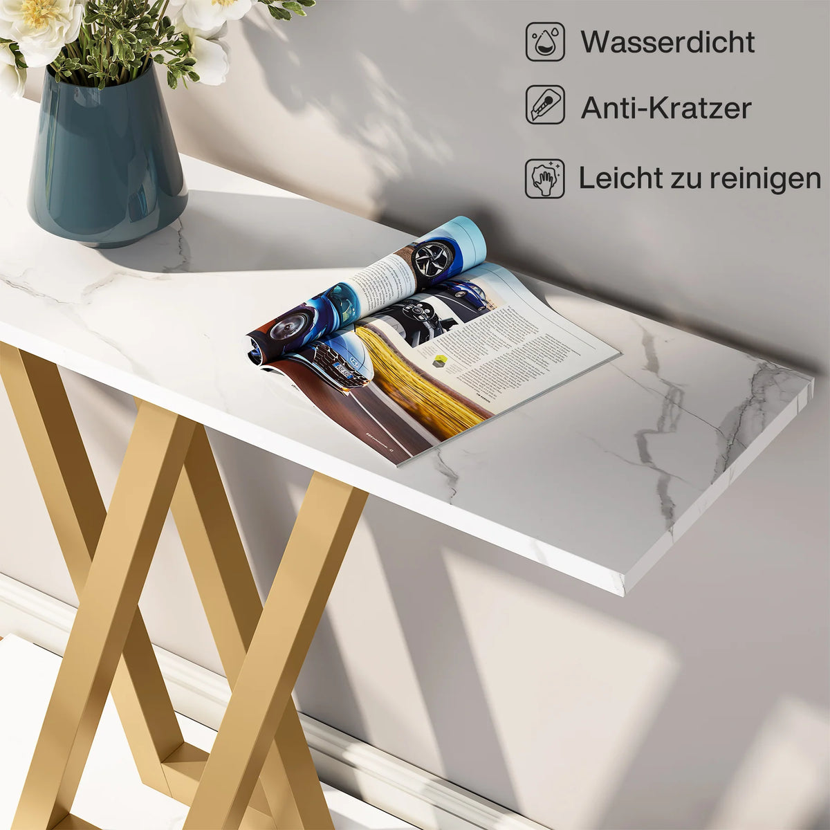 Industrieller Konsolentisch 110 cm mit stabilem Metallfuß