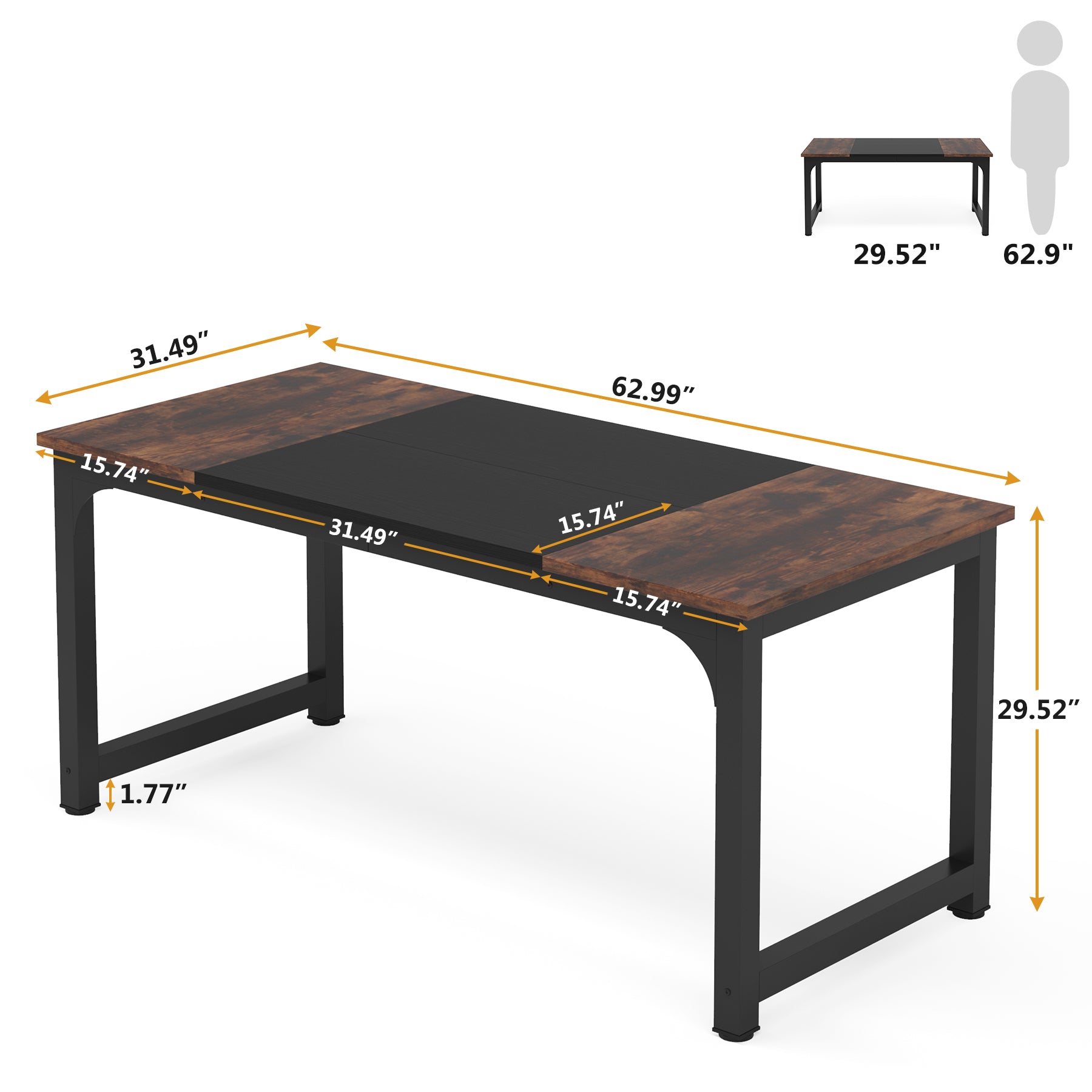 Einfacher, rechteckiger Konferenztisch/Computertisch 160 cm