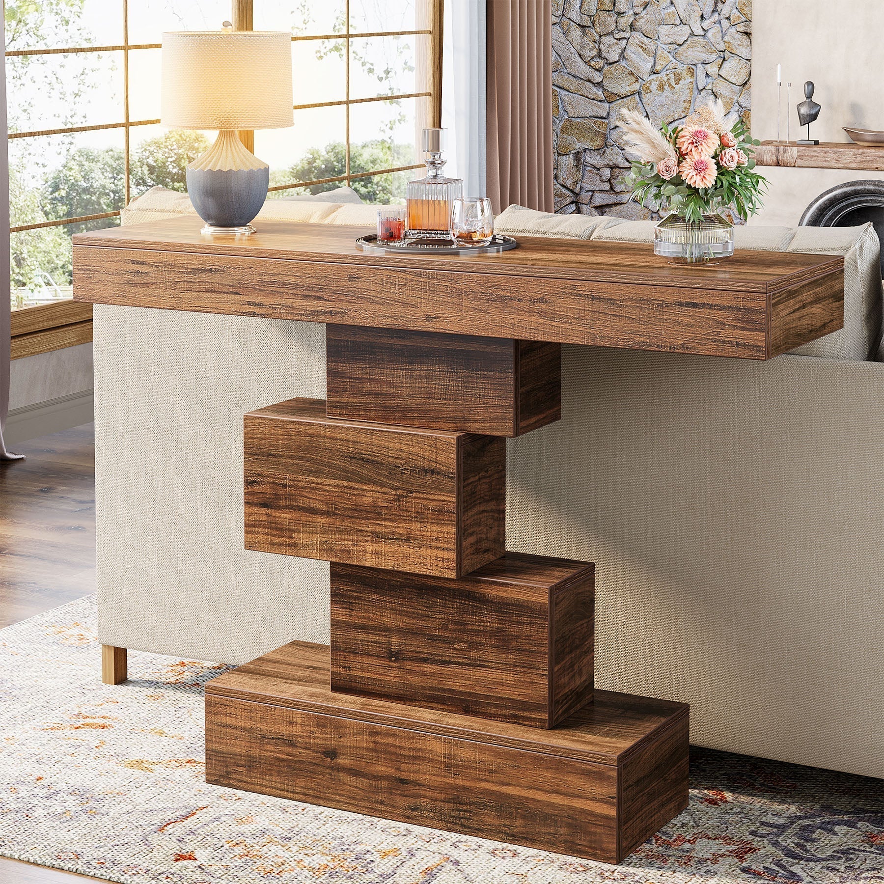 Geometrischer Konsolentisch aus Holz im Landhausstil