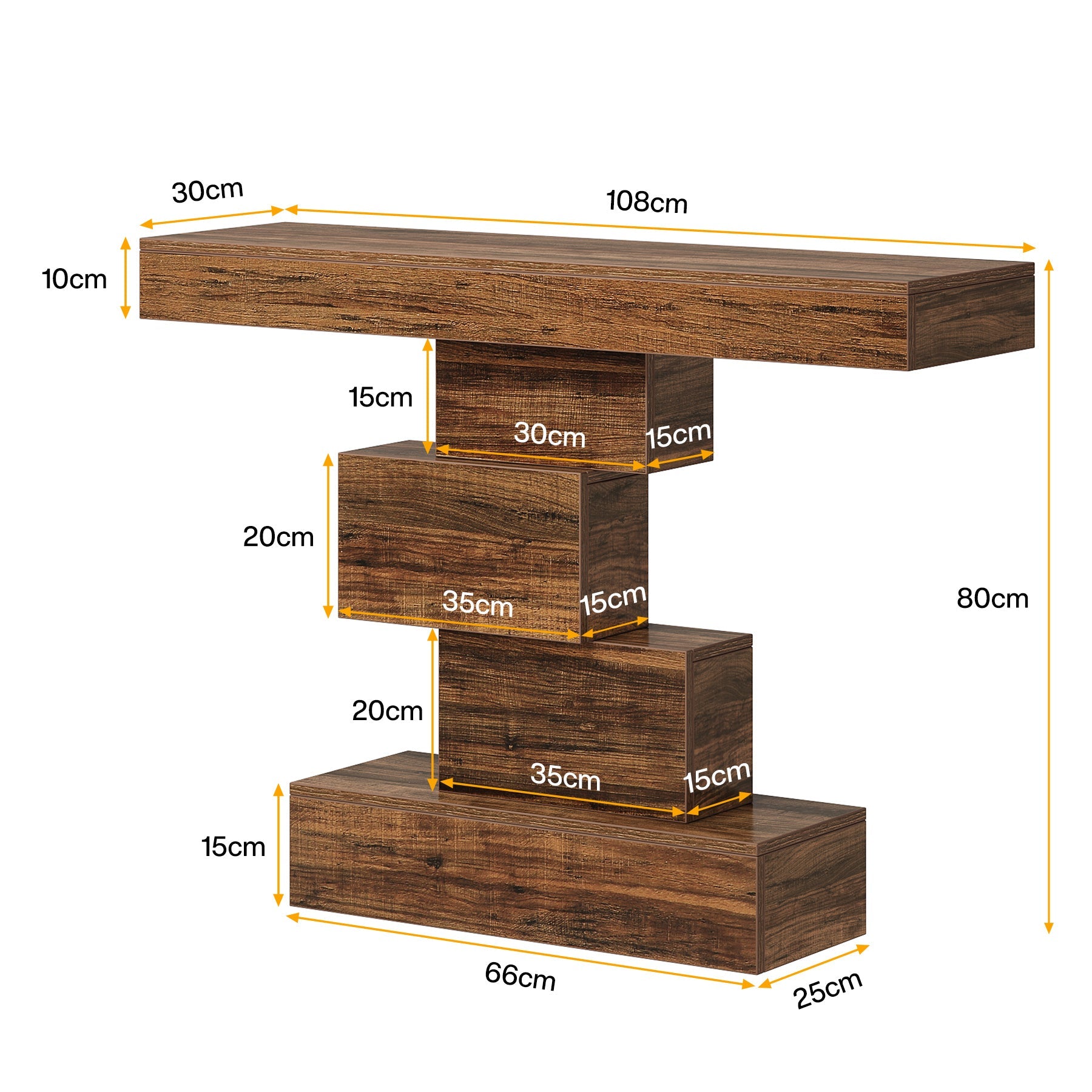 Geometrischer Konsolentisch aus Holz im Landhausstil
