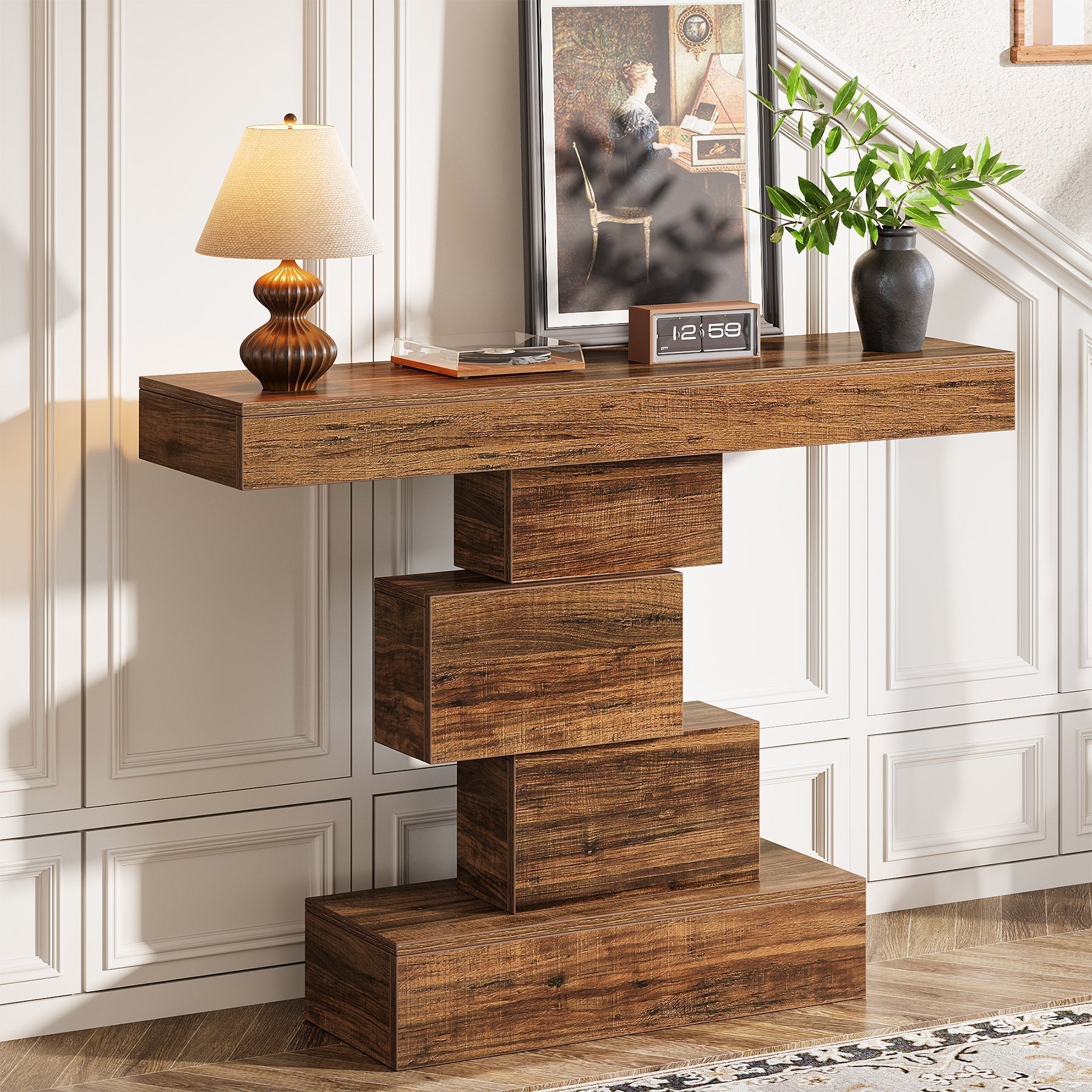 Geometrischer Konsolentisch aus Holz im Landhausstil