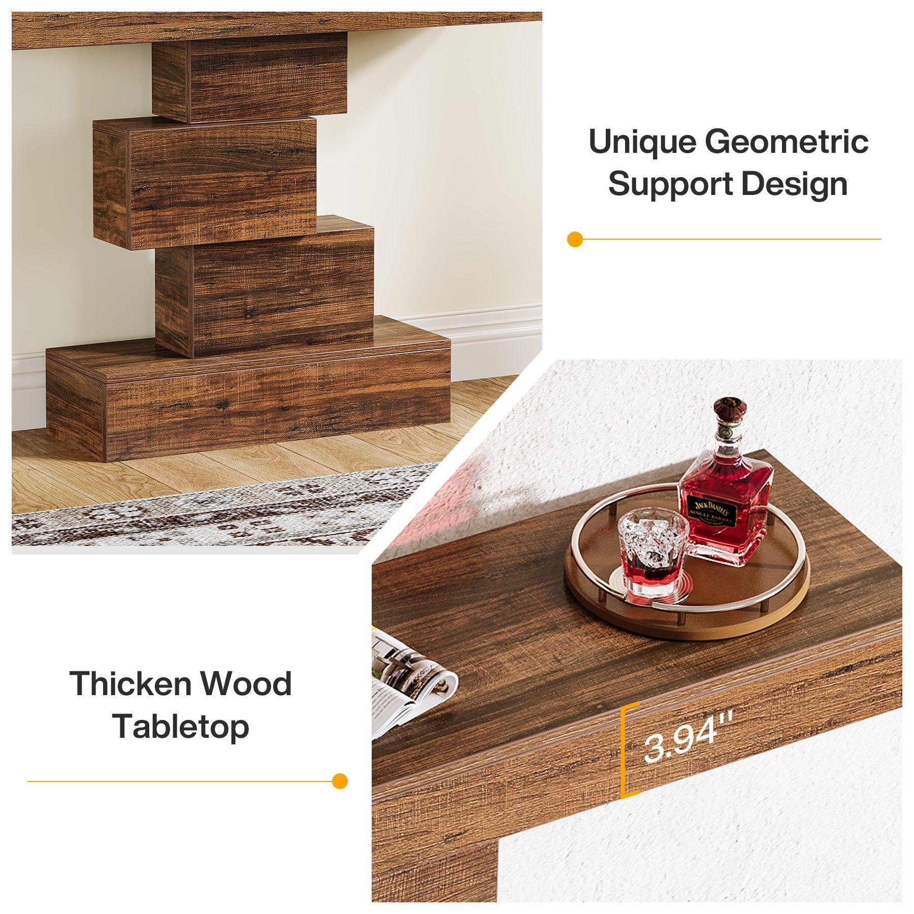 Geometrischer Konsolentisch aus Holz im Landhausstil