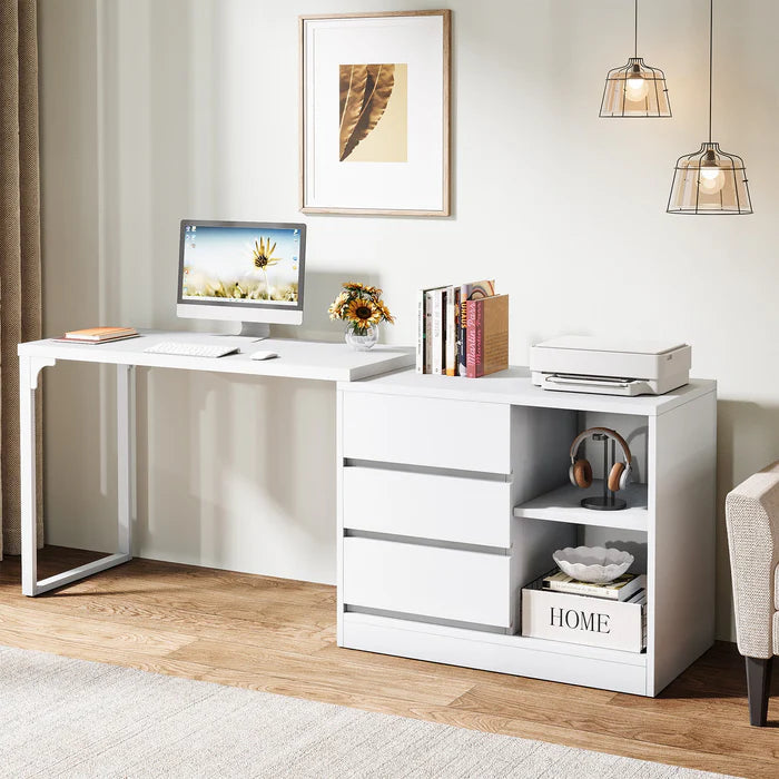 Eck-Computerschreibtisch mit Schubladen