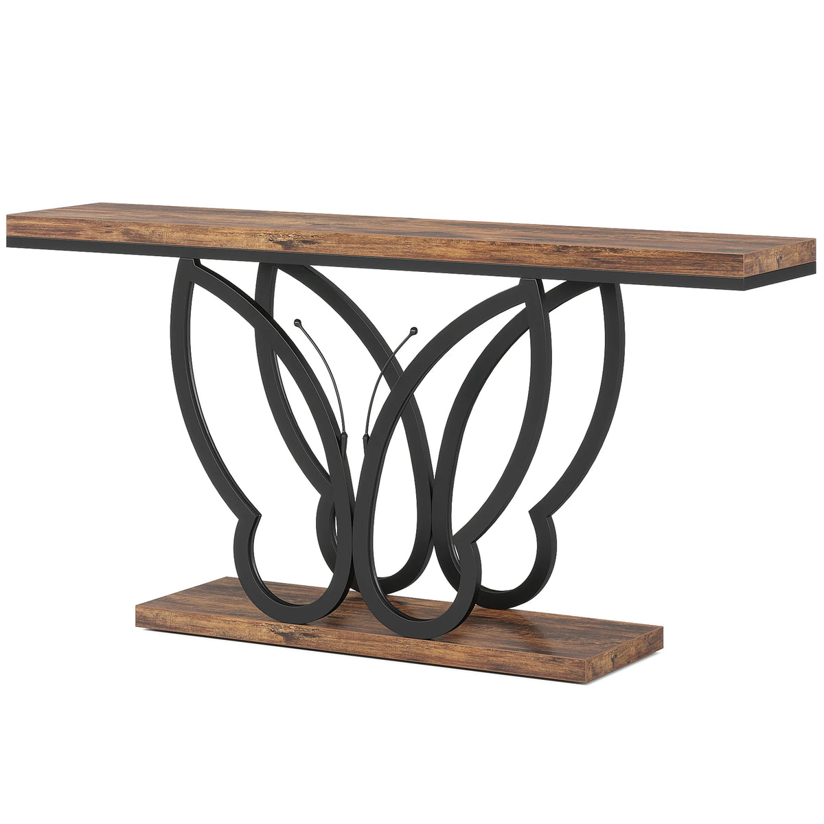 Bauernhaus-Konsolentisch mit Schmetterlings-Metallrahmen, 140 cm