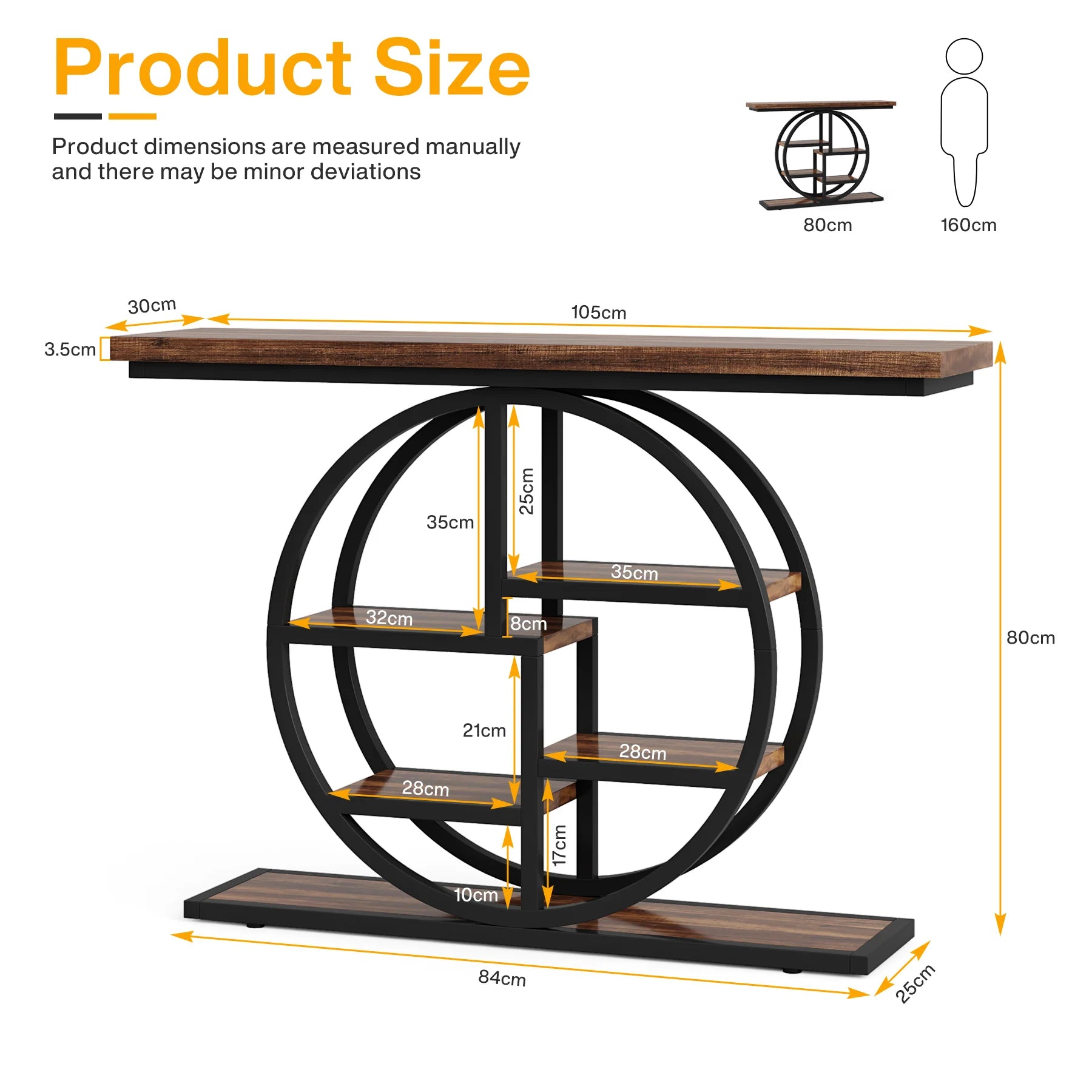 Konsole 105 cm mit 6 Ablagen - Industrieller Beistelltisch für den Eingangsbereich