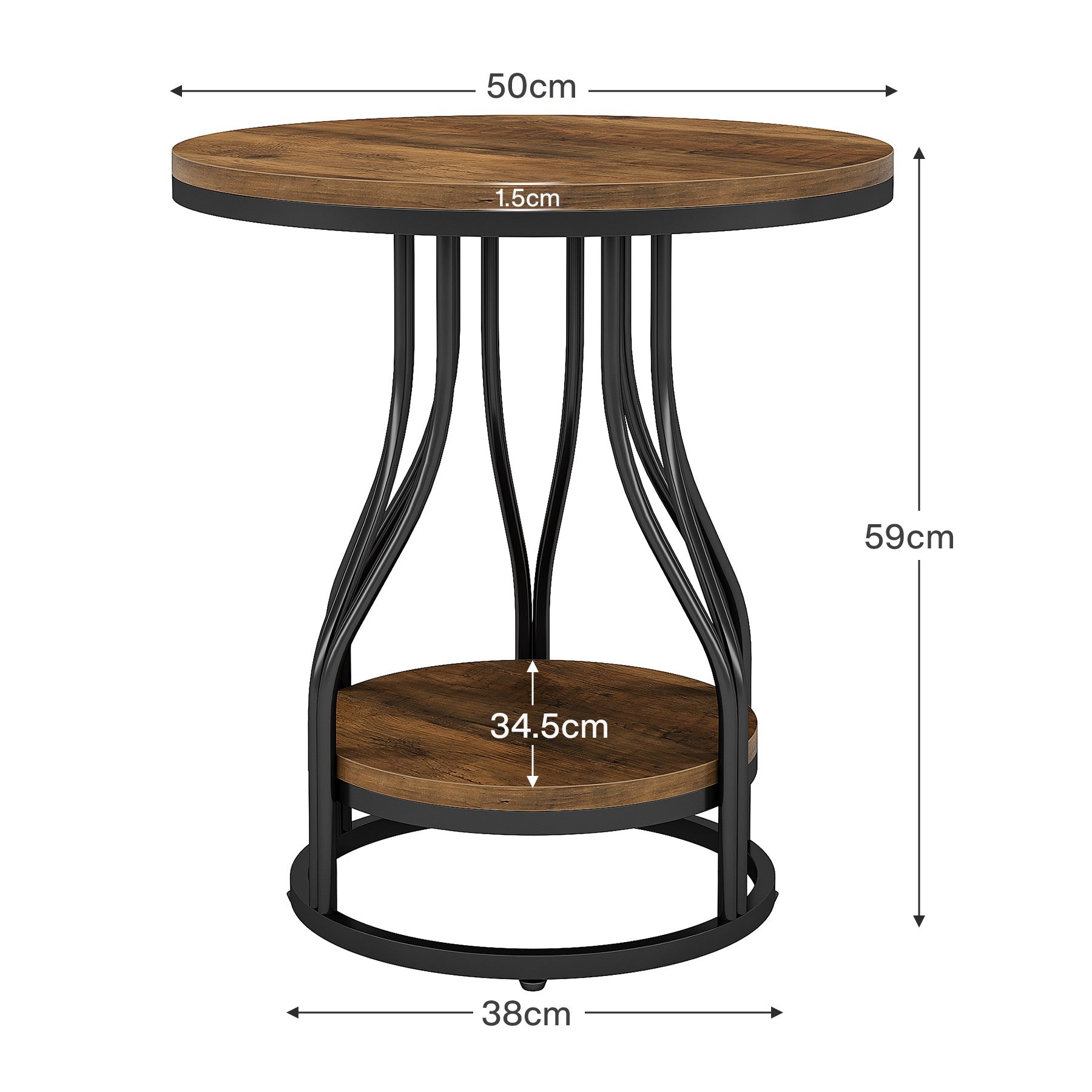 Eleganter, runder Couchtisch mit Metallgestell