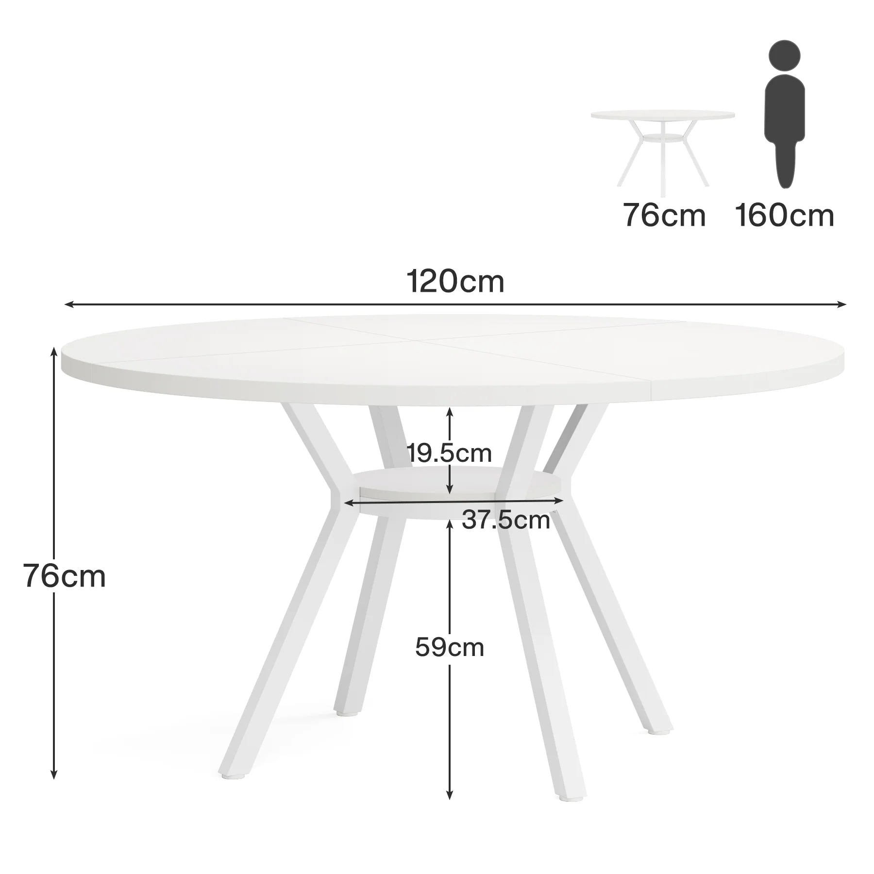 Runder Esstisch 120 cm für 4-6 Personen