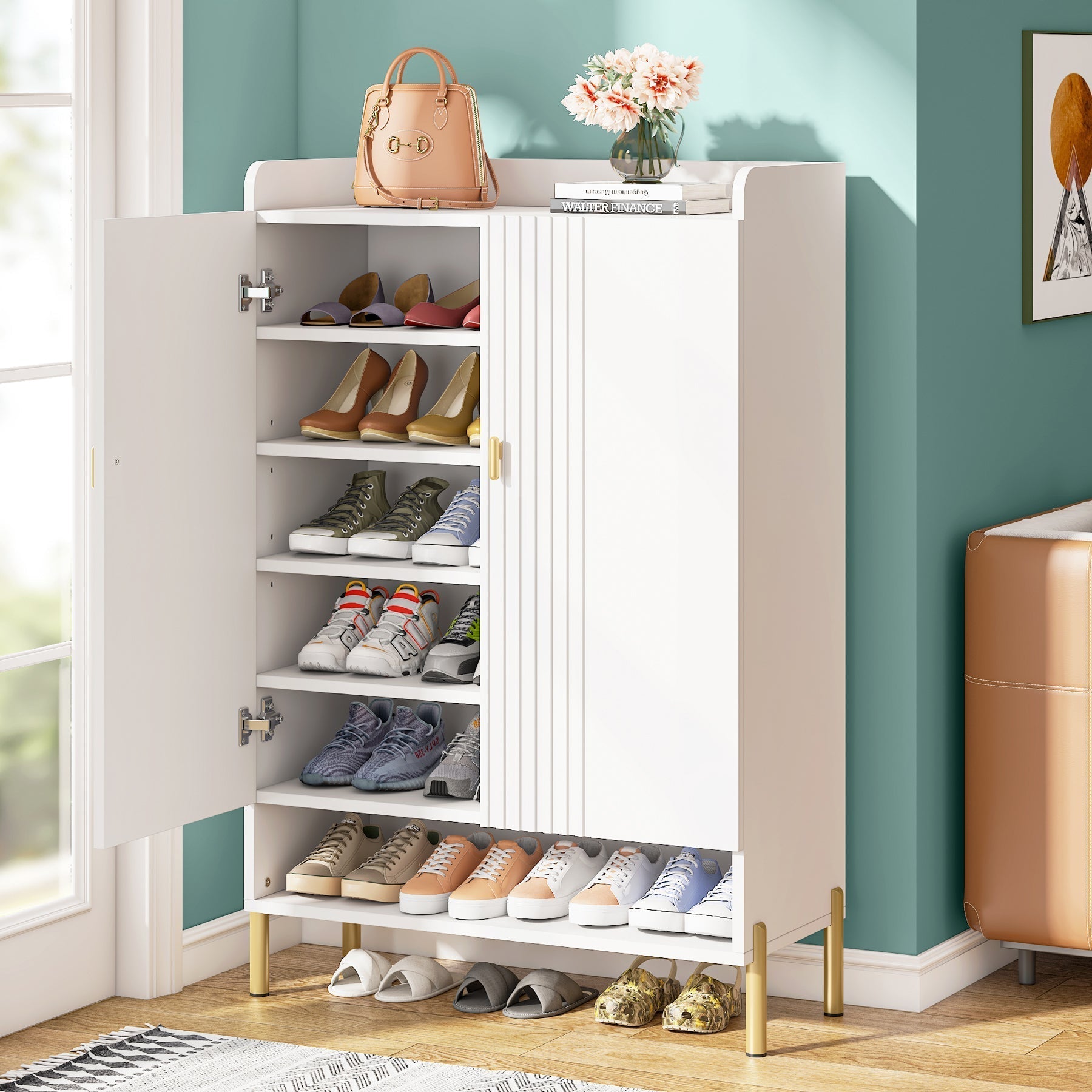 6-stöckiges Schuhregal aus Holz