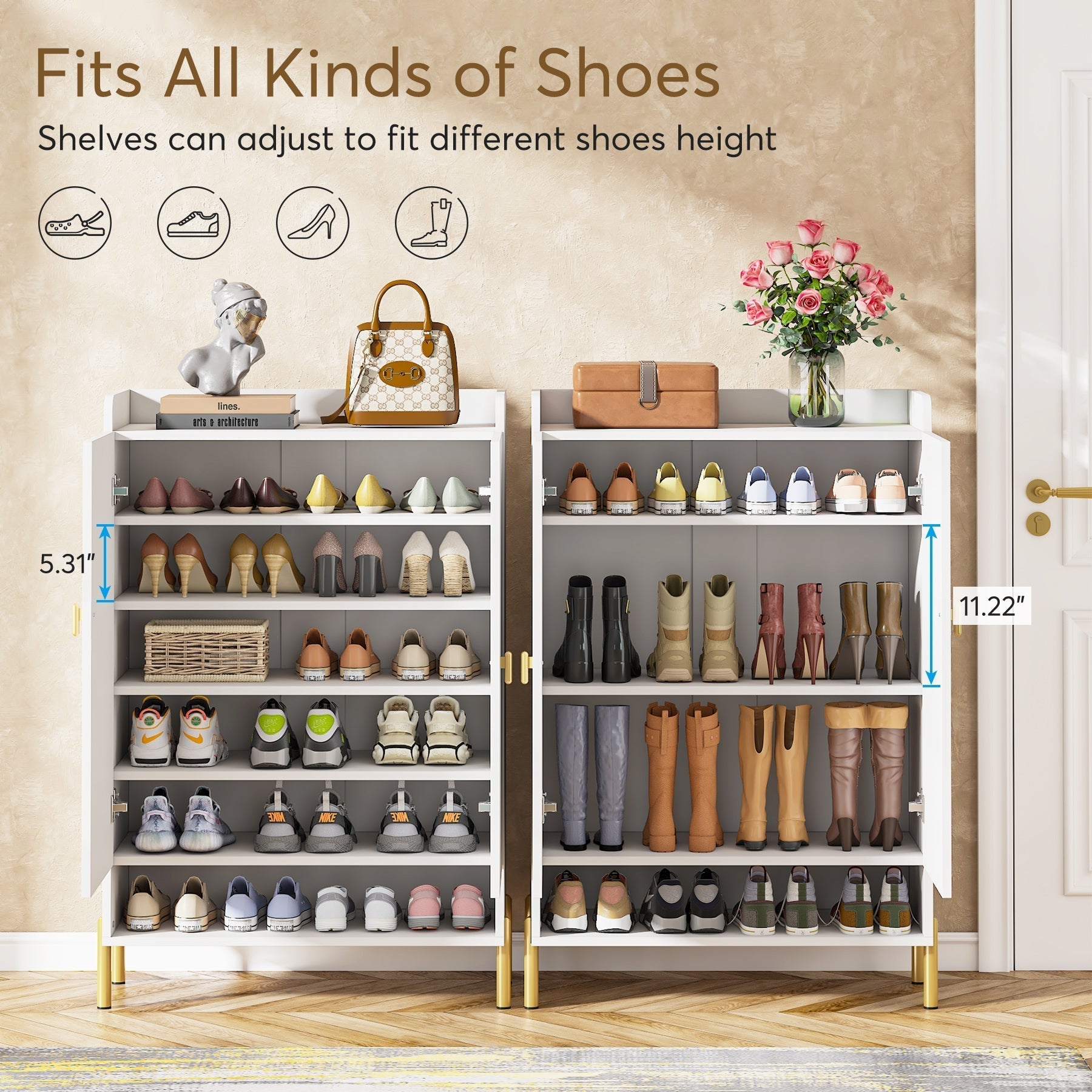 6-stöckiges Schuhregal aus Holz