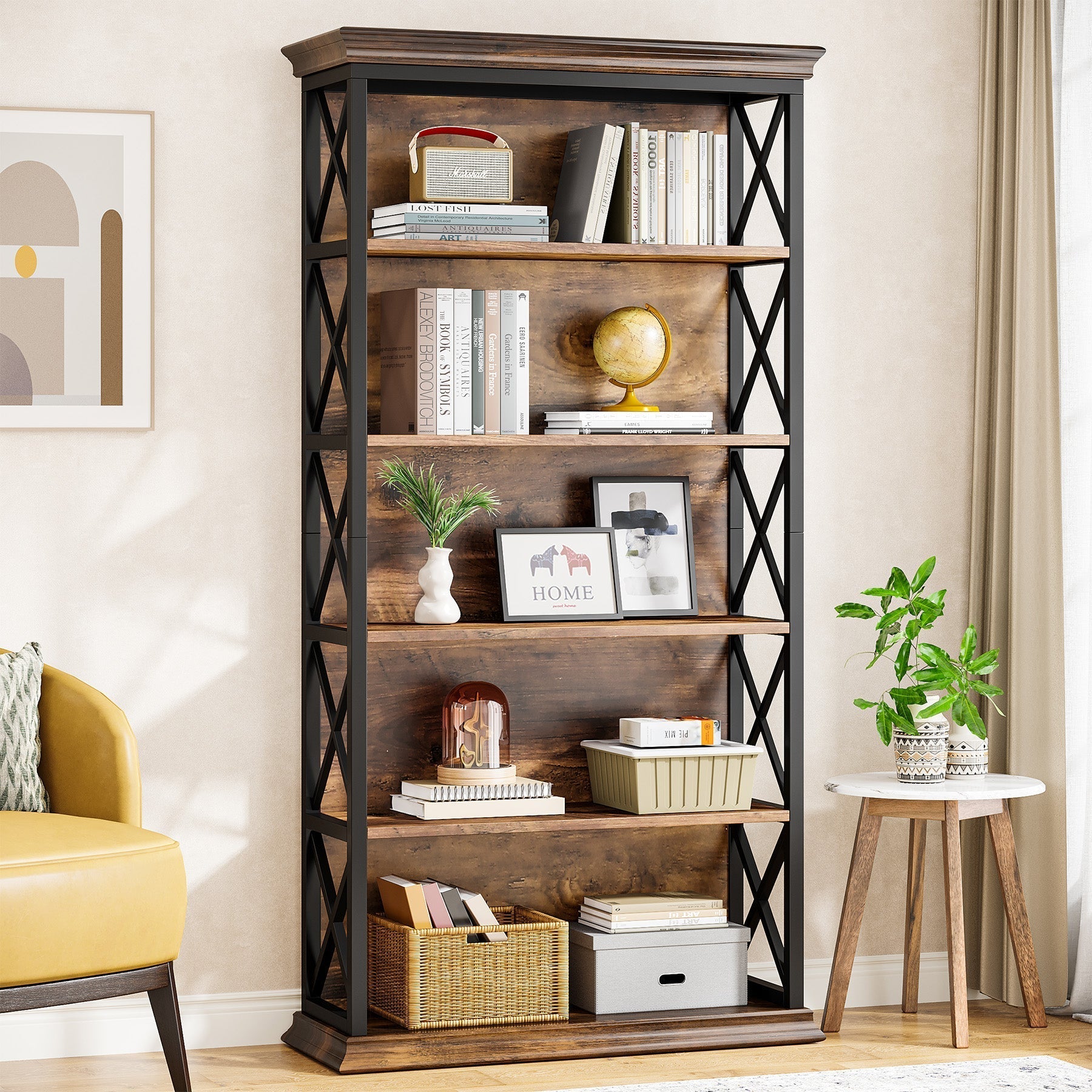 6-stufiges Bücherregal im Vintage-Stil