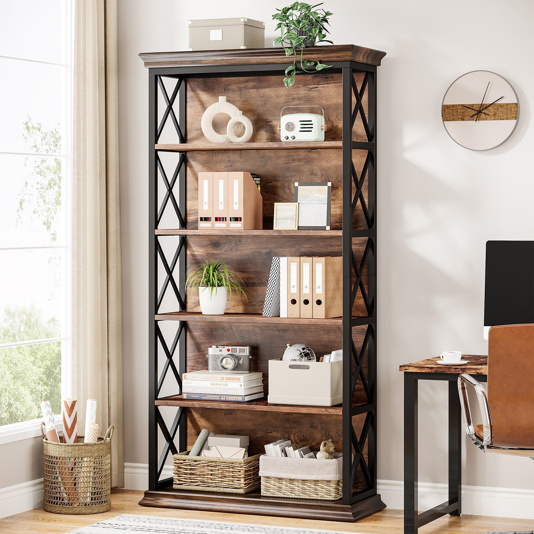 6-stufiges Bücherregal im Vintage-Stil