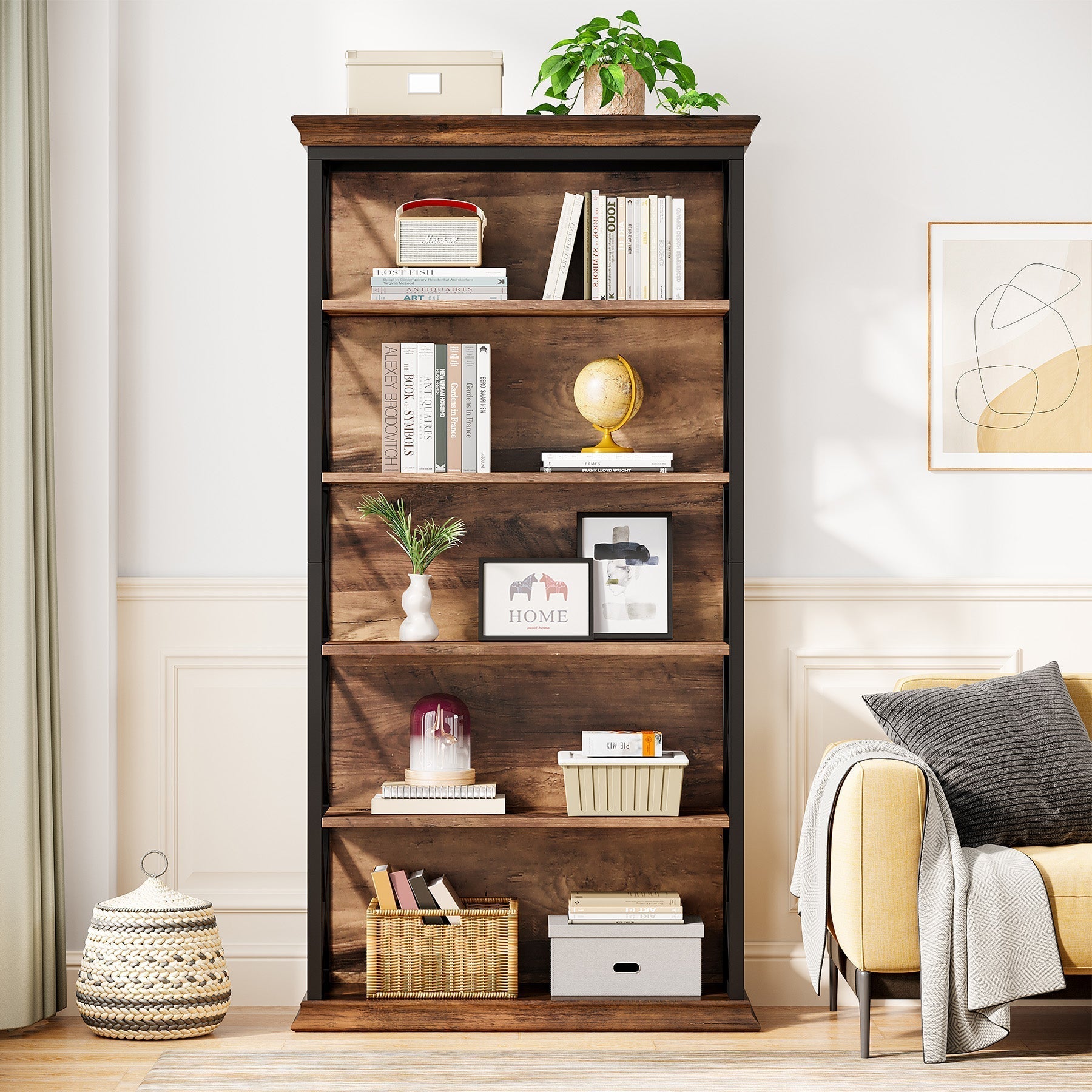 6-stufiges Bücherregal im Vintage-Stil