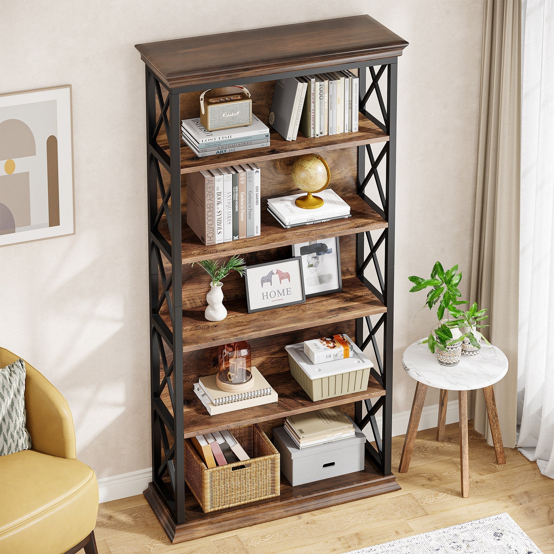 6-stufiges Bücherregal im Vintage-Stil