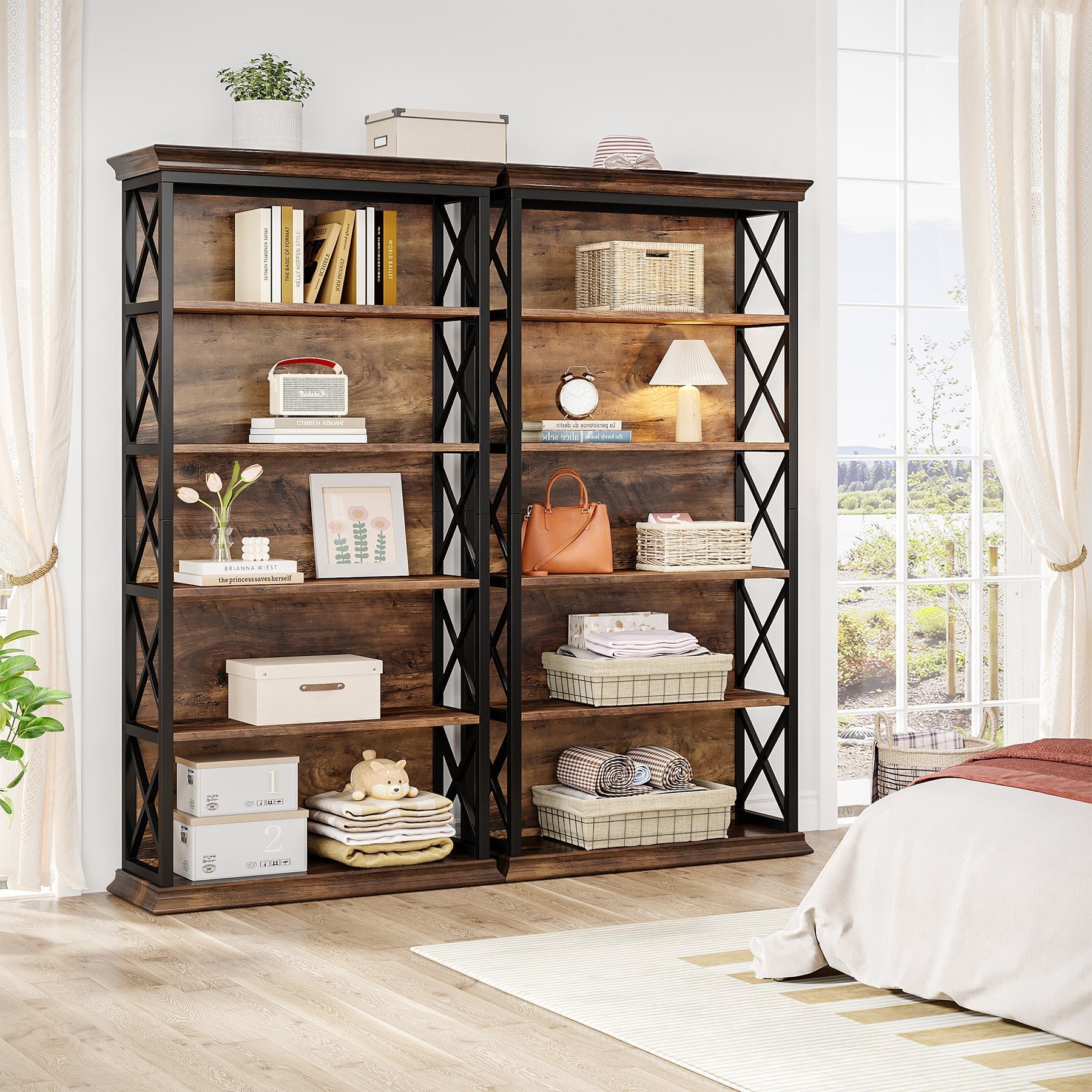 6-stufiges Bücherregal im Vintage-Stil