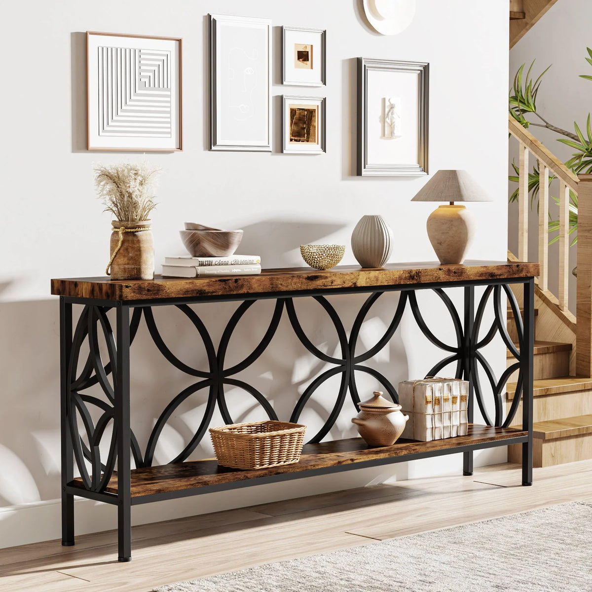 2-stufiger Konsolentisch, 160 cm, Industrie-Design