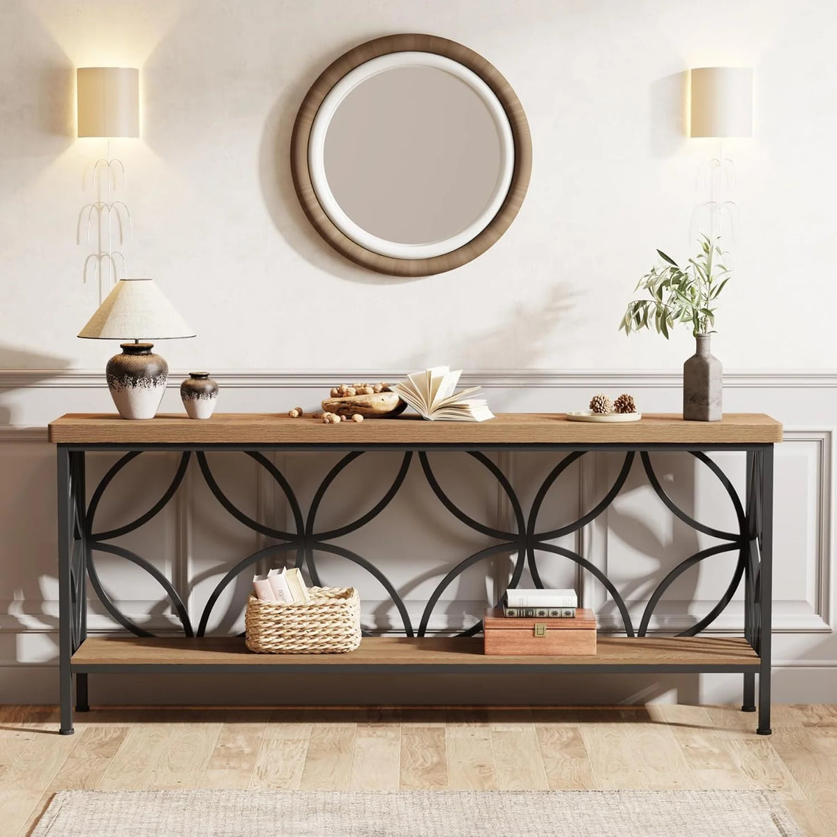 2-stufiger Konsolentisch, 160 cm, Industrie-Design