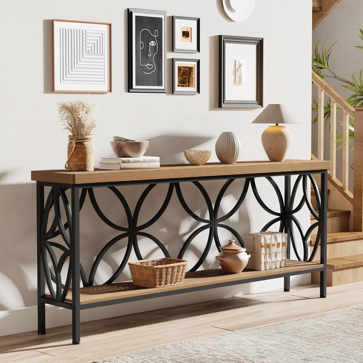 2-stufiger Konsolentisch, 160 cm, Industrie-Design