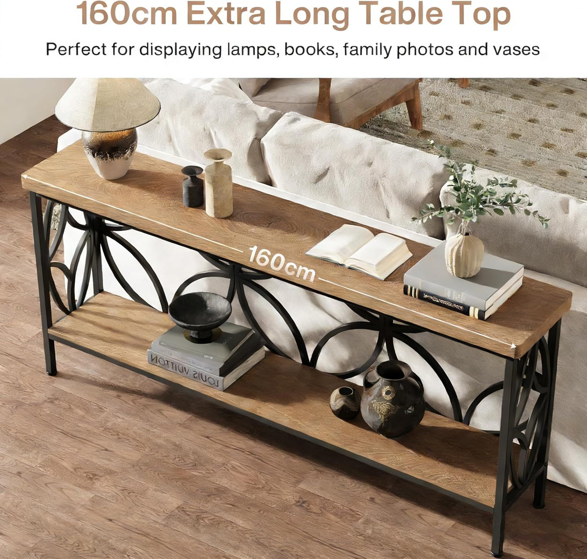 2-stufiger Konsolentisch, 160 cm, Industrie-Design