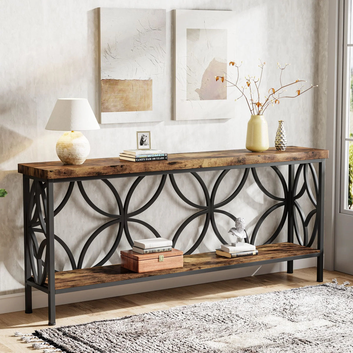 2-stufiger Konsolentisch, 160 cm, Industrie-Design