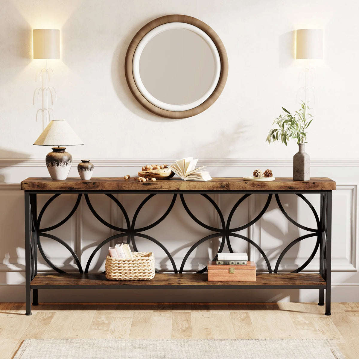 2-stufiger Konsolentisch, 160 cm, Industrie-Design