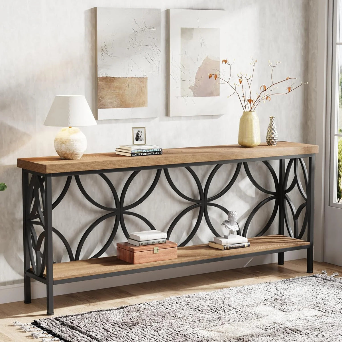 2-stufiger Konsolentisch, 160 cm, Industrie-Design