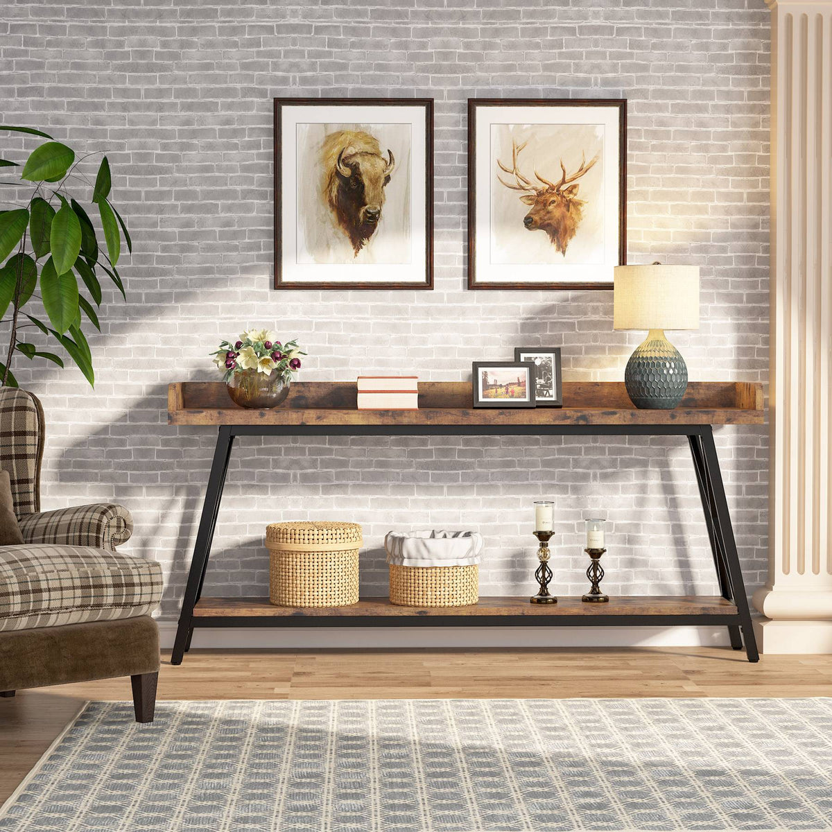 Industrieller Konsolentisch für Sofa, 180 cm