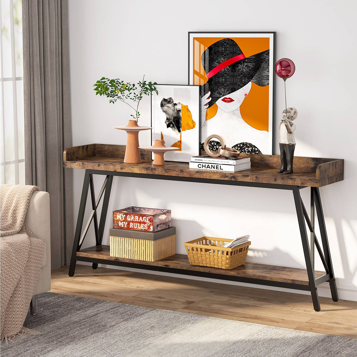 Industrieller Konsolentisch für Sofa, 180 cm