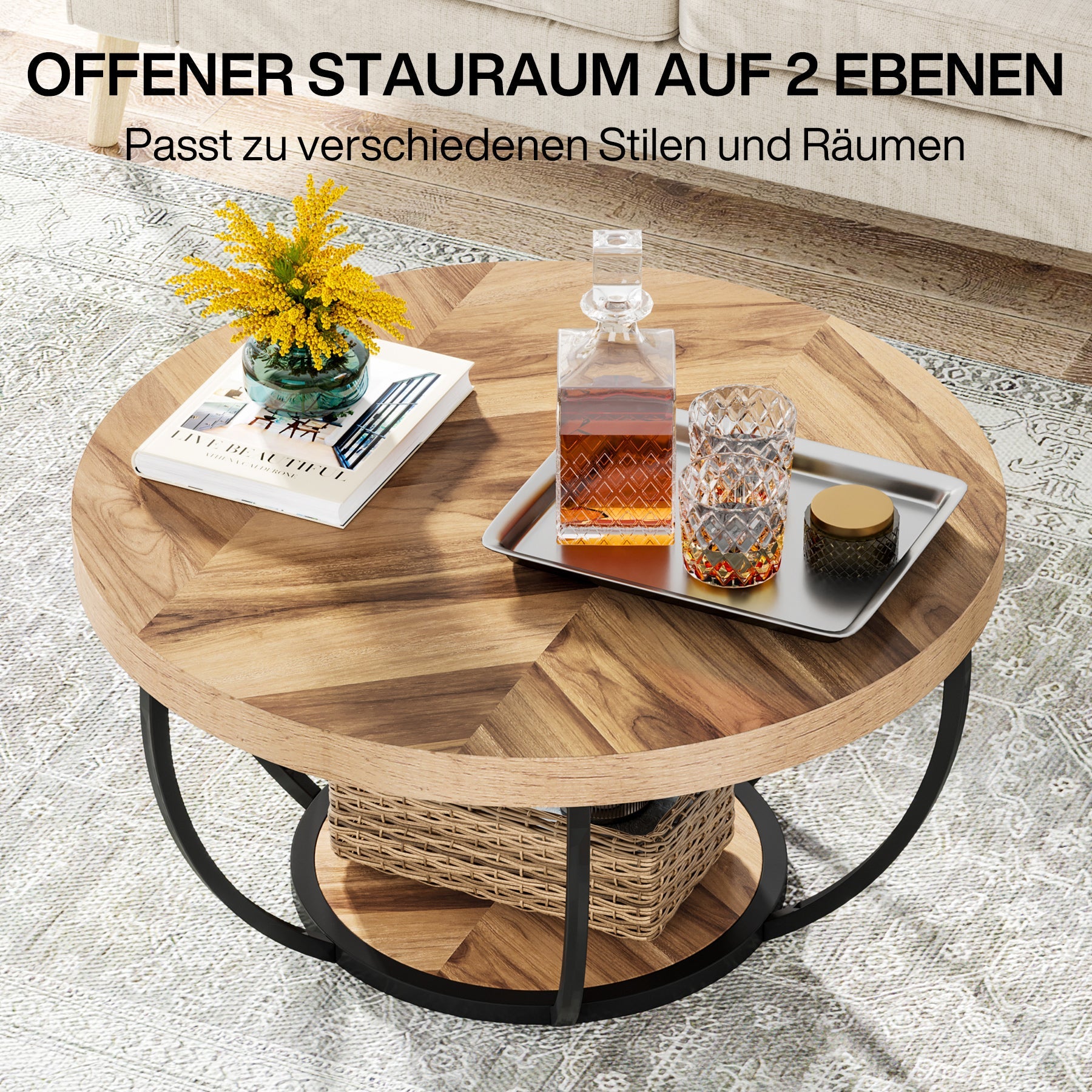Runder Couchtisch mit zwei Ebenen