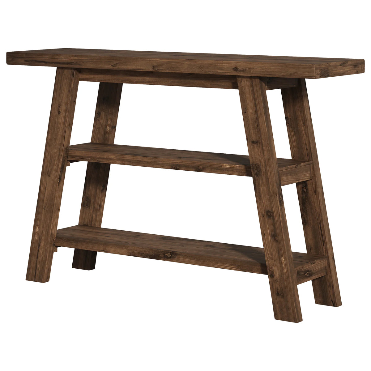 Konsolentisch aus Holz 120 cm mit 3 Ablagen, rustikaler Stil