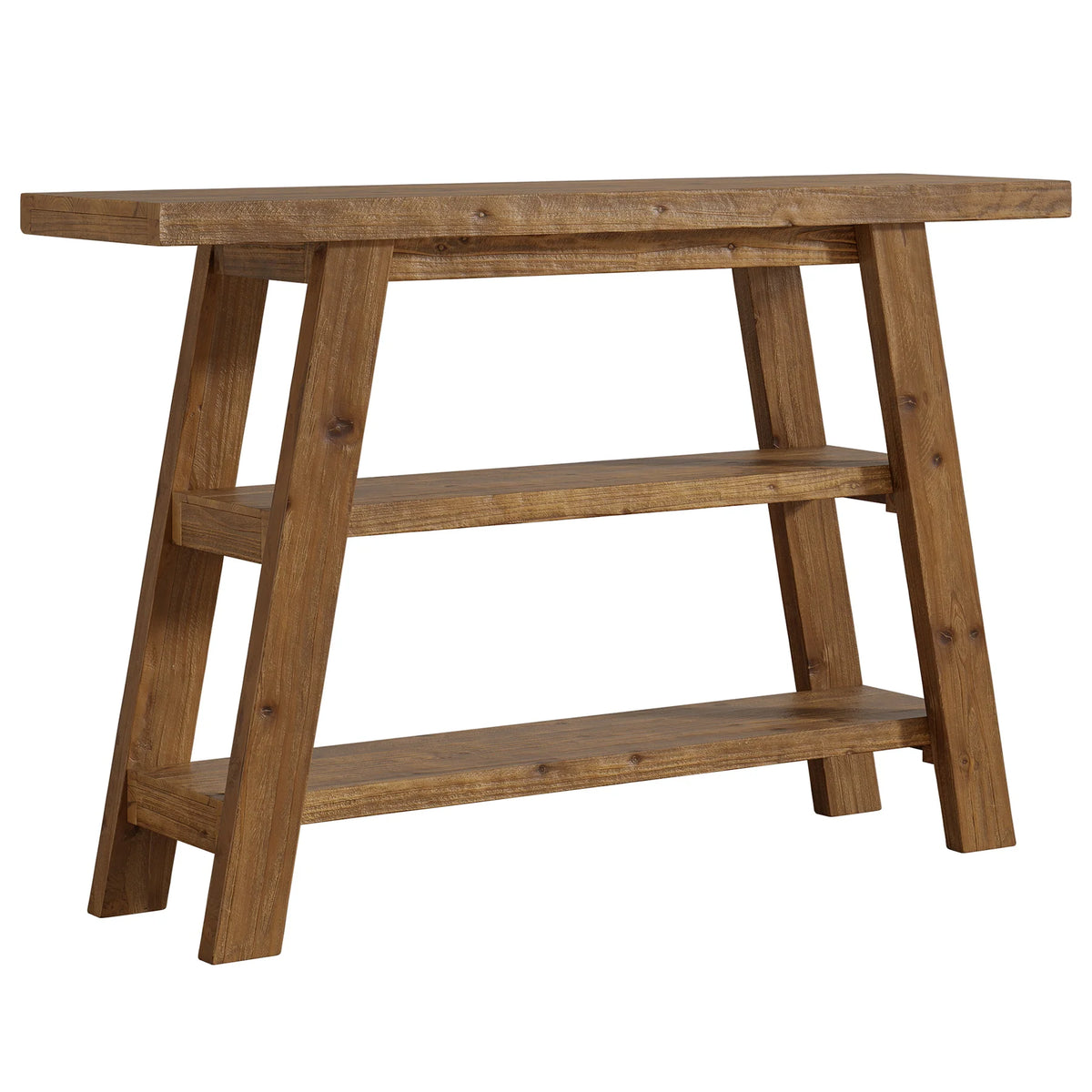 Konsolentisch aus Holz 120 cm mit 3 Ablagen, rustikaler Stil