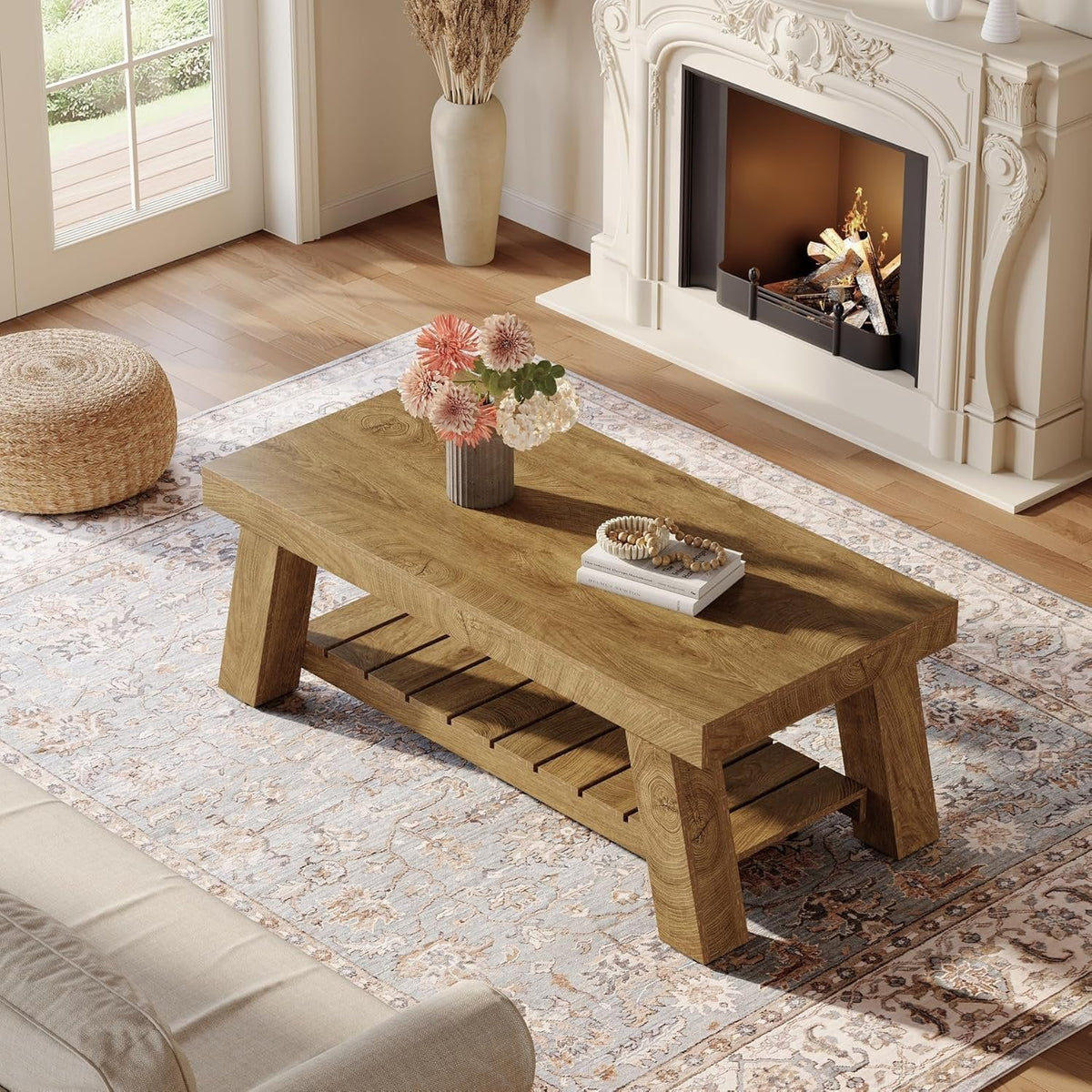 Couchtisch 120 cm rustikal mit Ablage