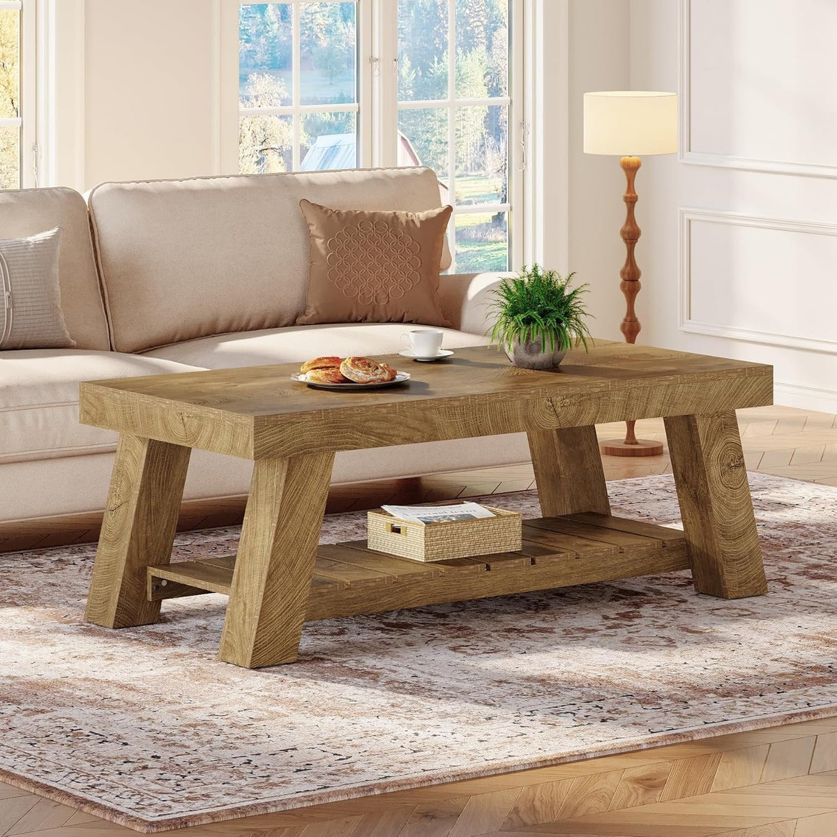Couchtisch 120 cm rustikal mit Ablage