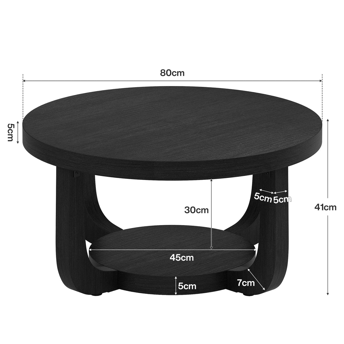 Runder Couchtisch 80 cm mit Stauraum Rustikalbraun