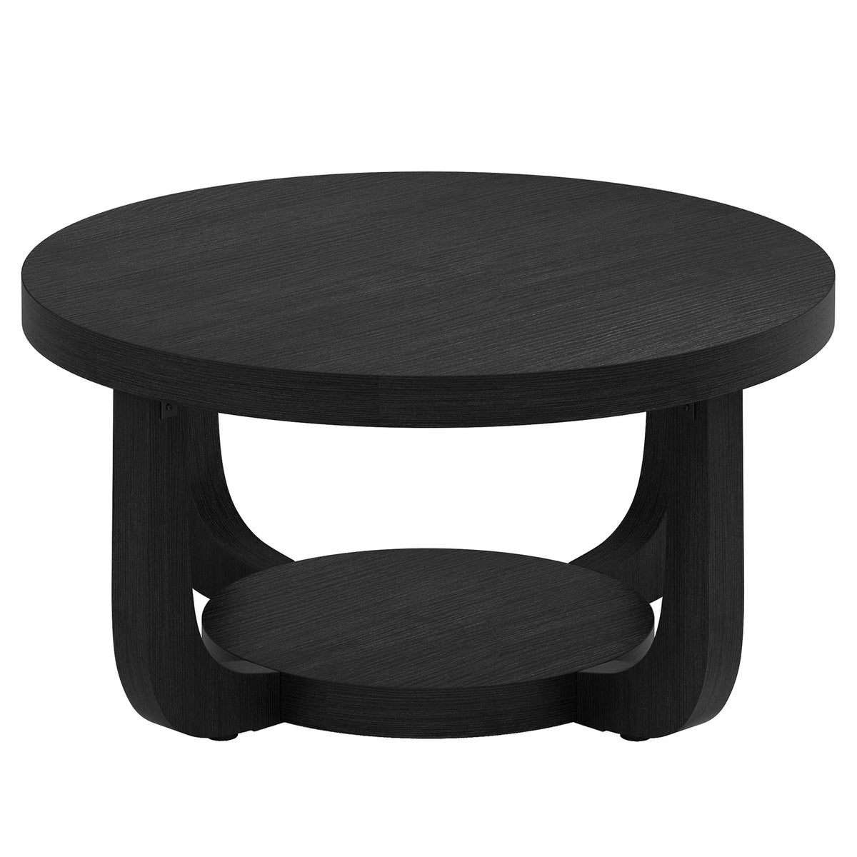 Runder Couchtisch 80 cm mit Stauraum Rustikalbraun
