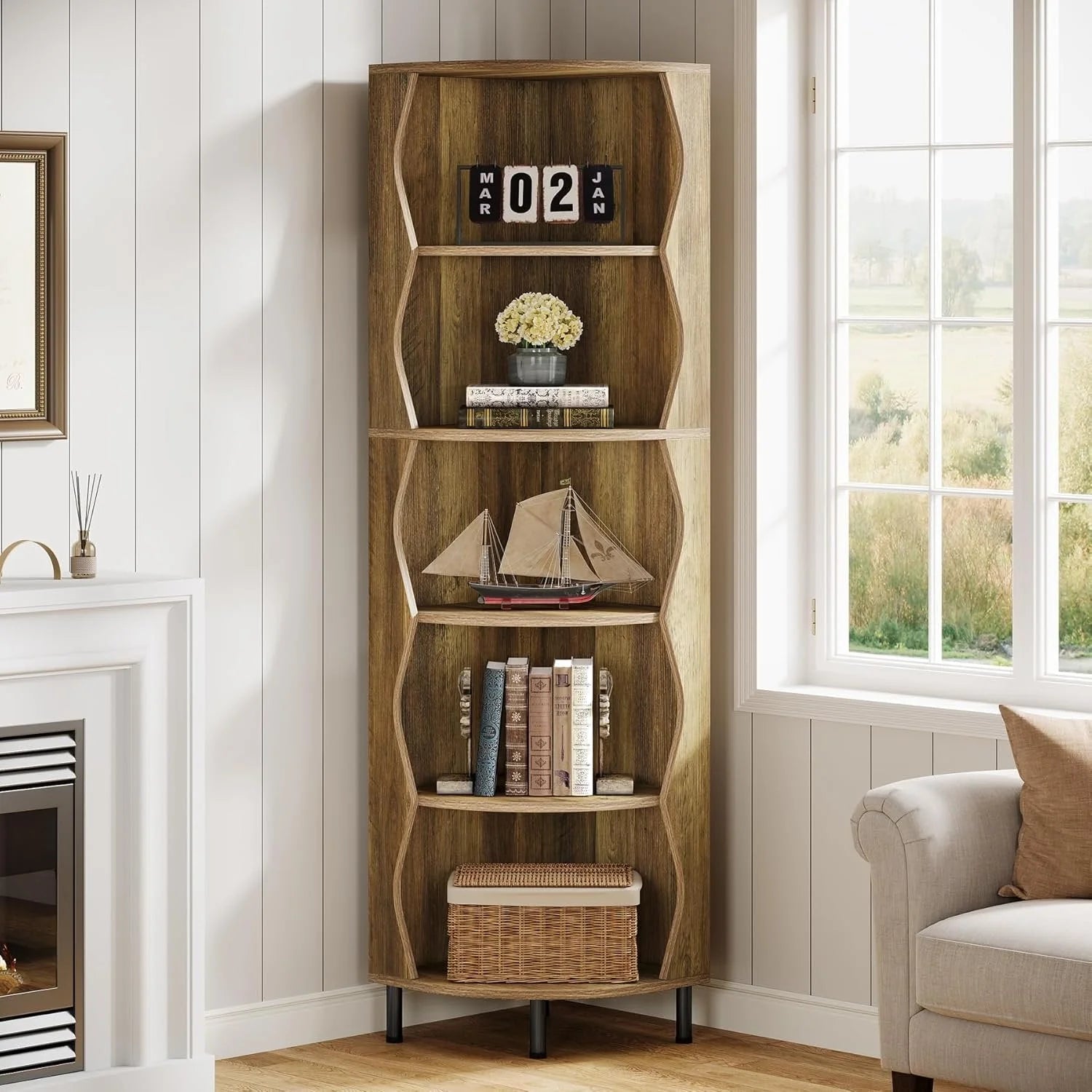 Fünfstöckiges Eckregal 182 cm