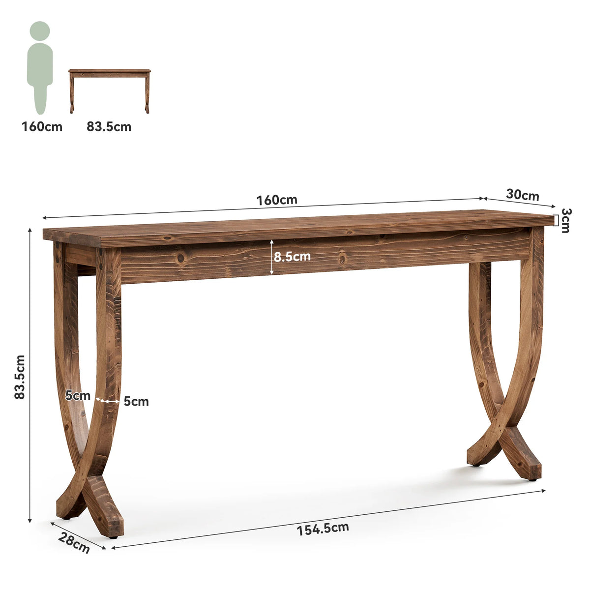 Konsole 160 cm aus Massivholz im Landhausstil