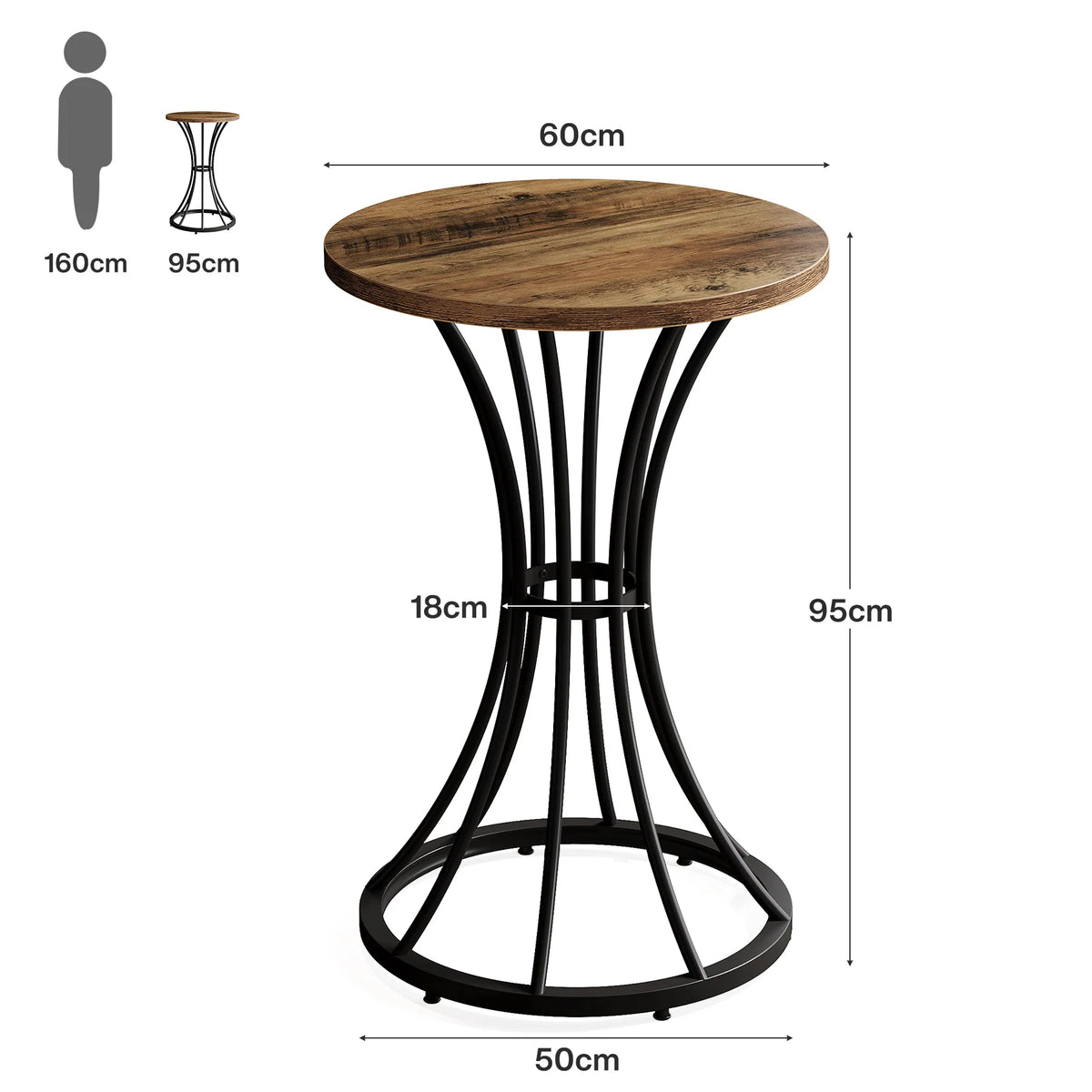 Runder Bartisch 95 cm mit Metallbein