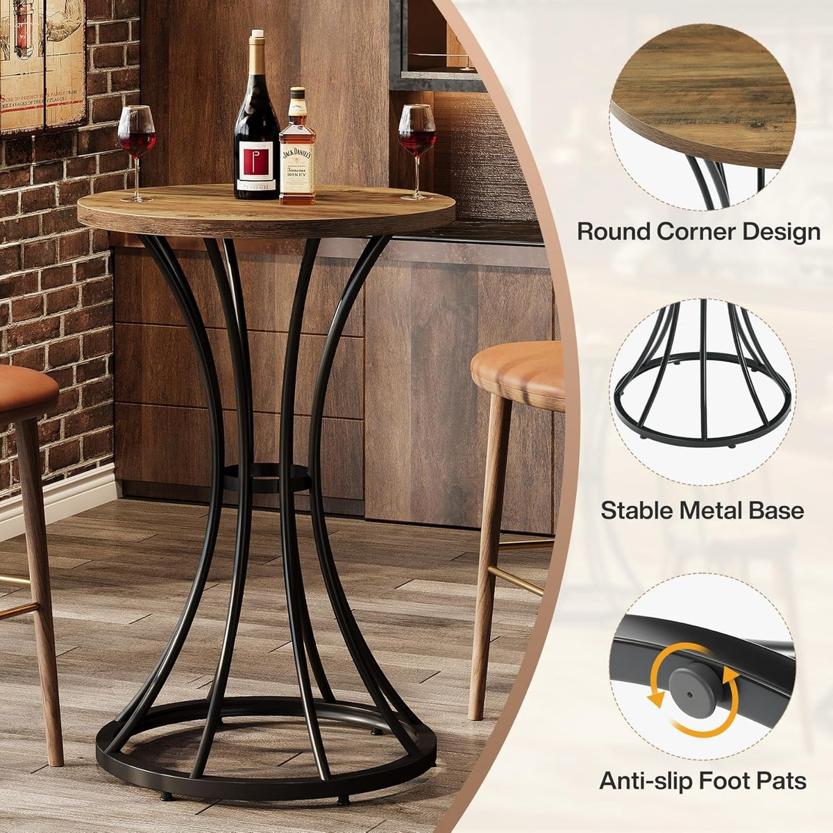 Runder Bartisch 95 cm mit Metallbein