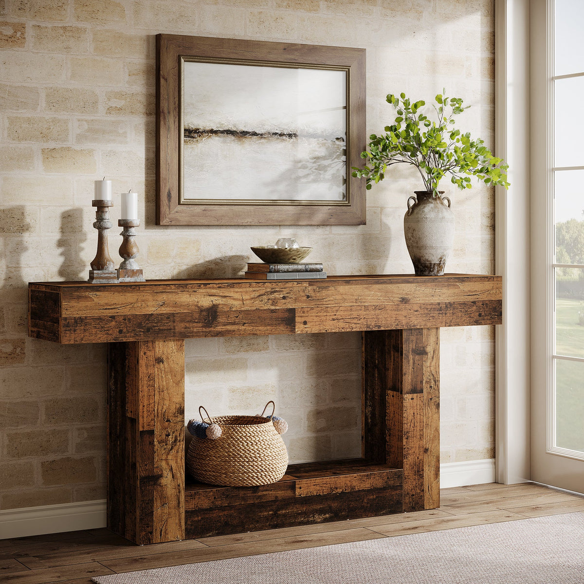 Rustikale Holzkonsole 160 cm im Landhausstil